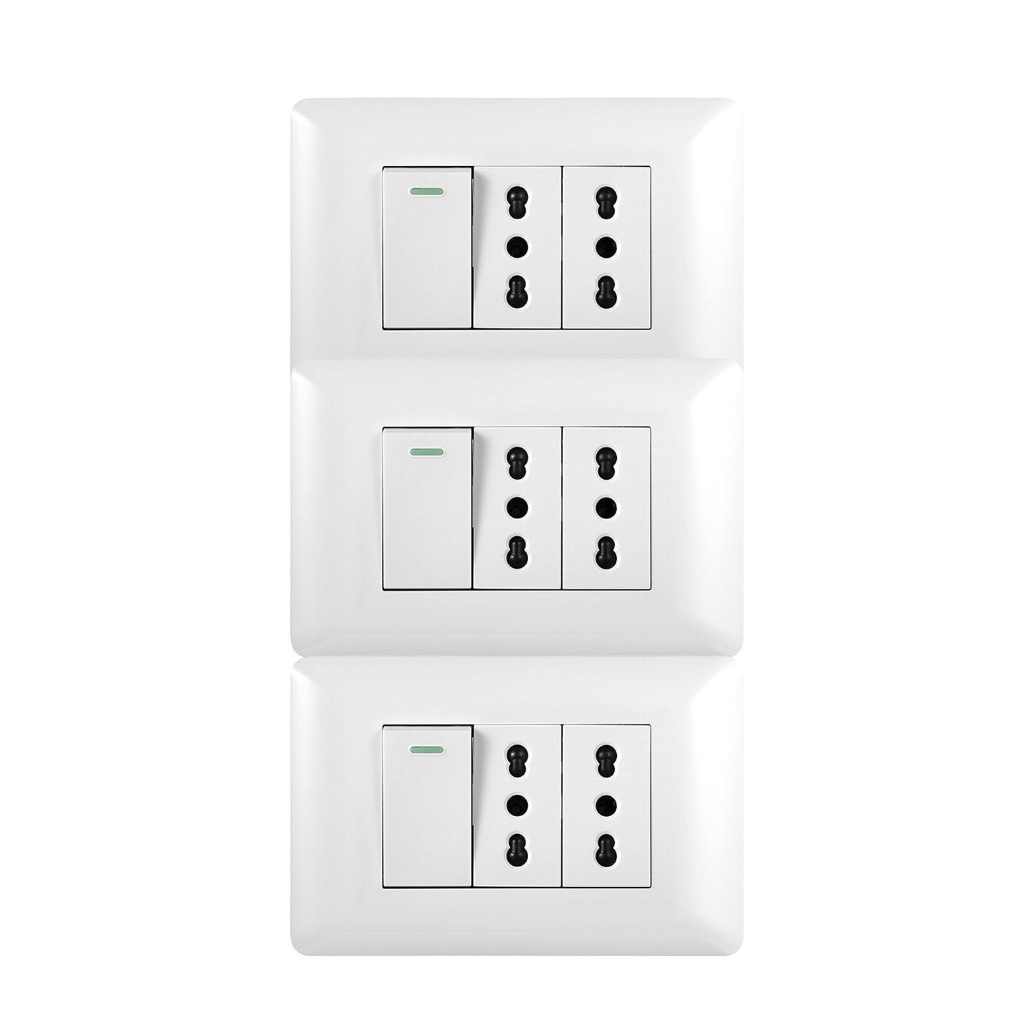 Pack 3 Tomacorriente 10/16A 250V + Interruptor 9/12 10A-0