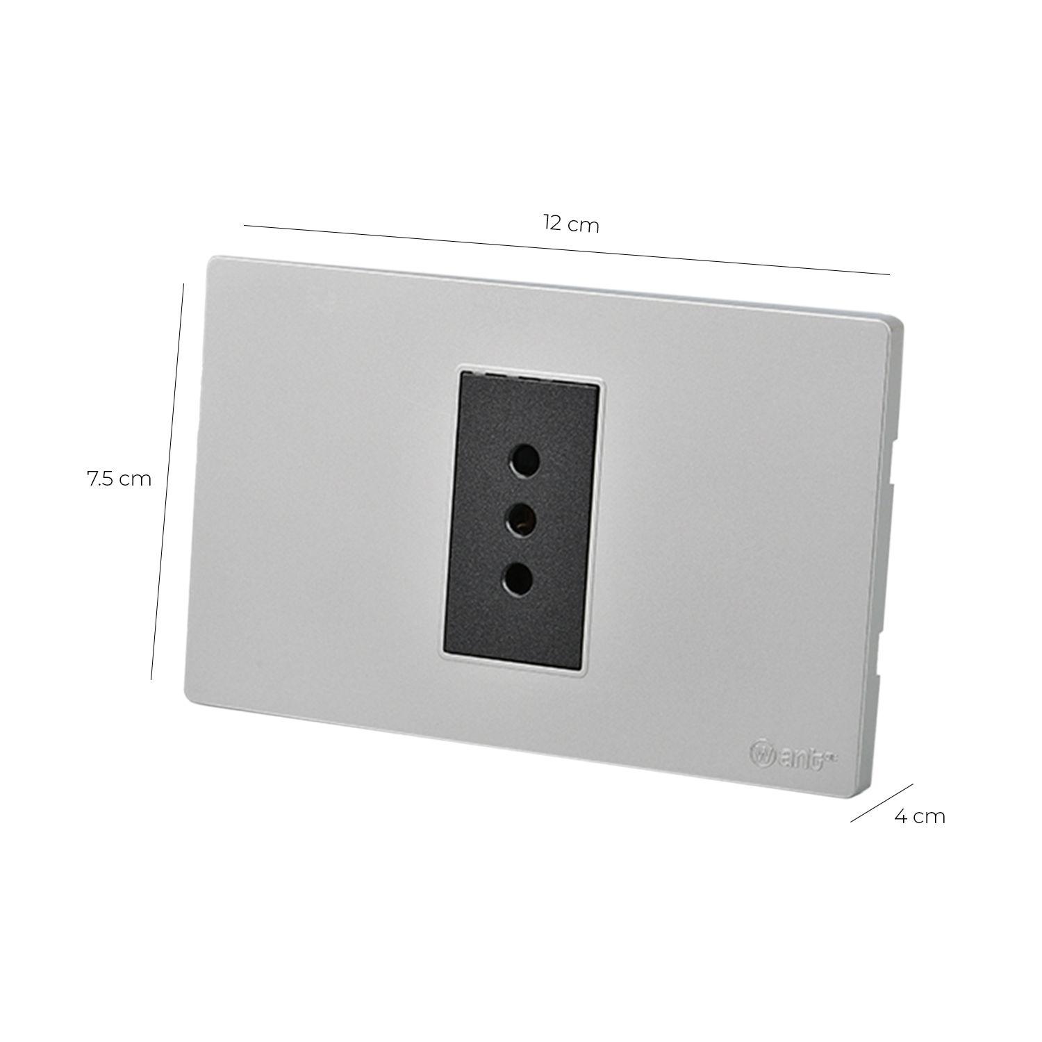 Pack 5 Tomacorriente Simple Metálico 10A - Gris/ Negro-2
