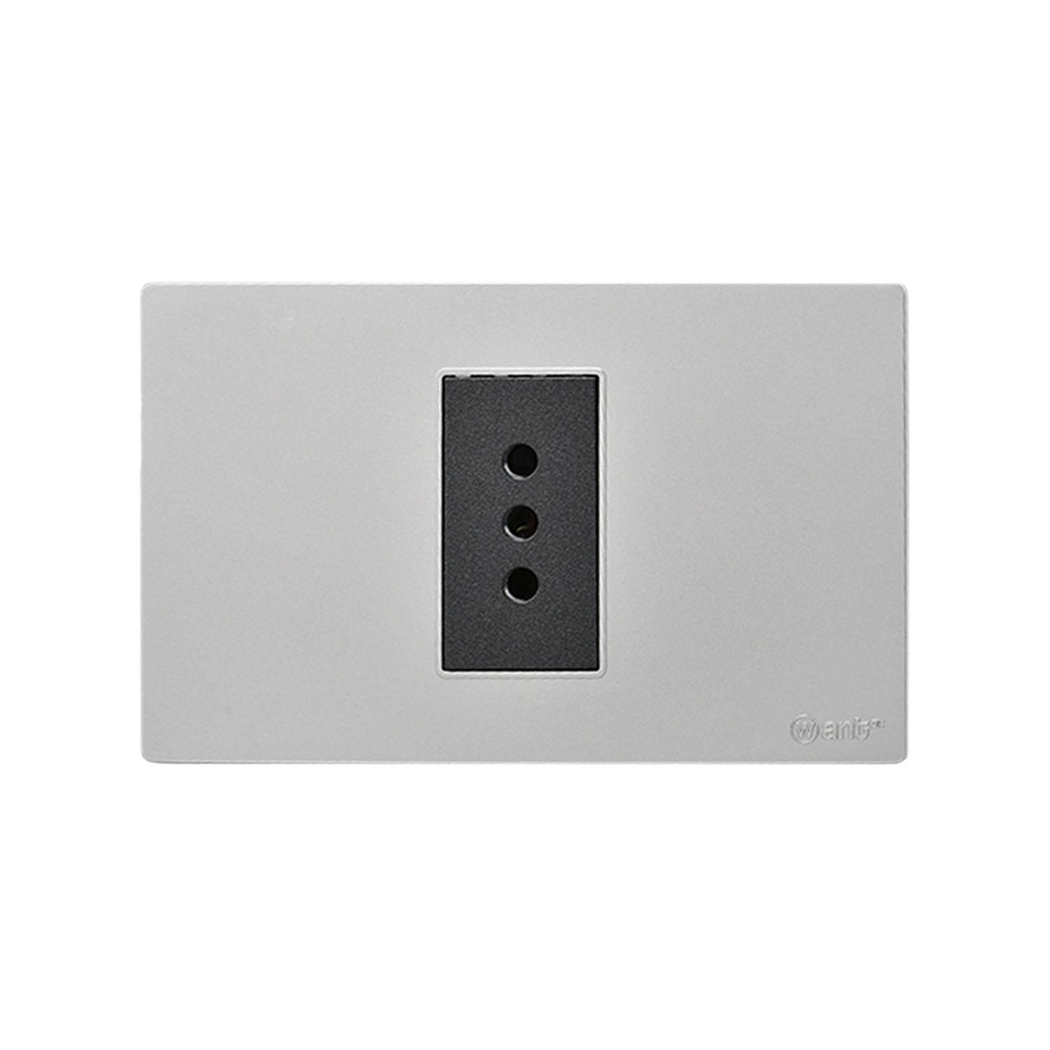 Pack 5 Tomacorriente Simple Metálico 10A - Gris/ Negro-3