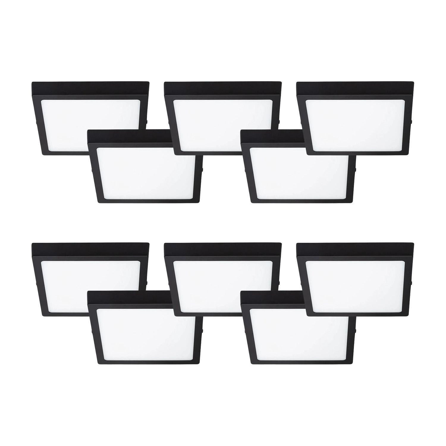Pack 10 Panel LED Sobrepuesto Cuadrado Negro PRO 6W Cálido-0