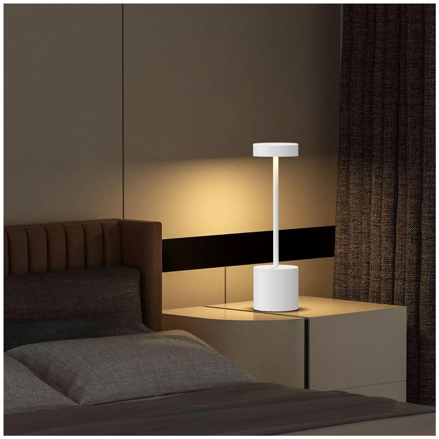 Lampara de Mesa Recargable/ Touch "Minimalista LED" Dimeable Blanco-4