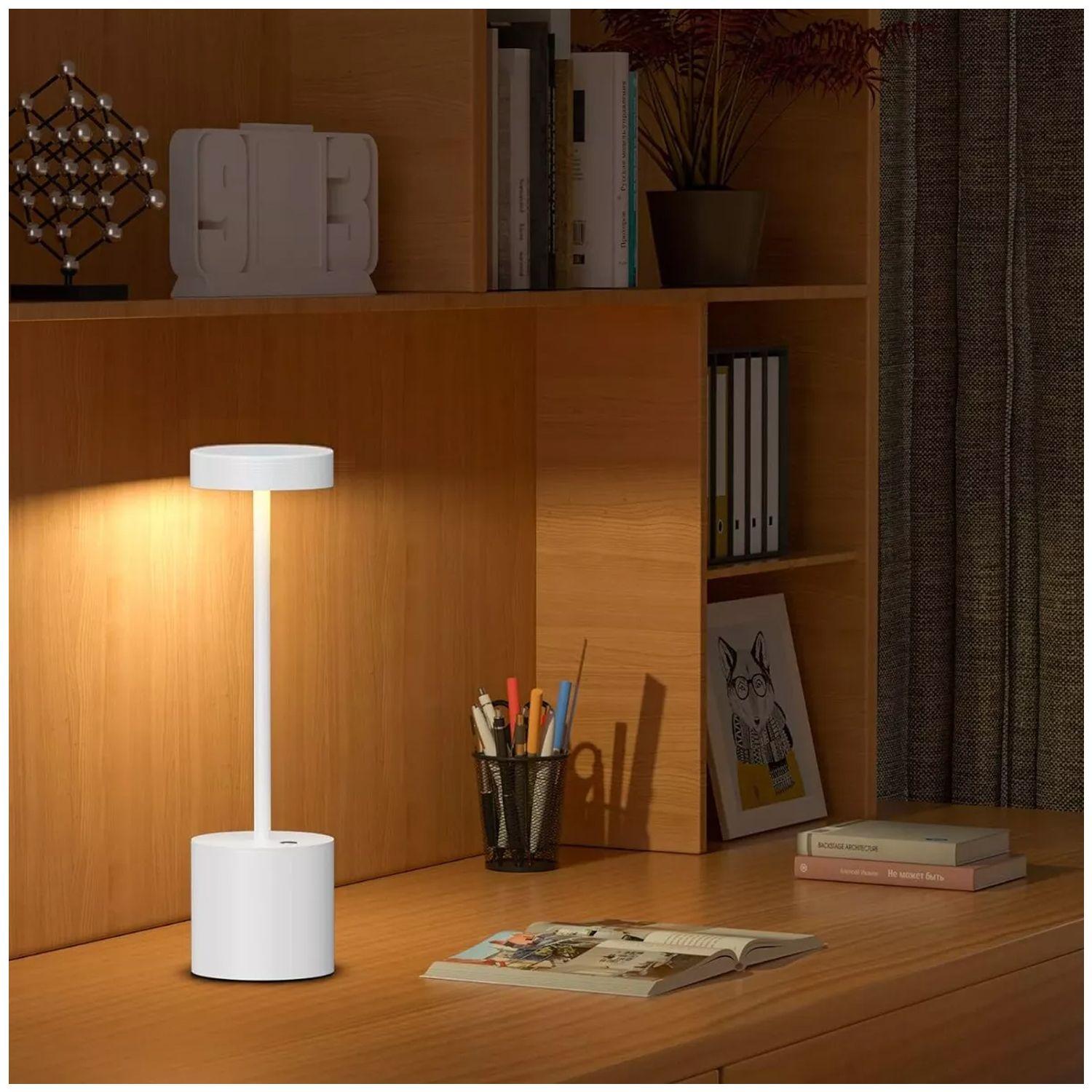 Lampara de Mesa Recargable/ Touch "Minimalista LED" Dimeable Blanco-5