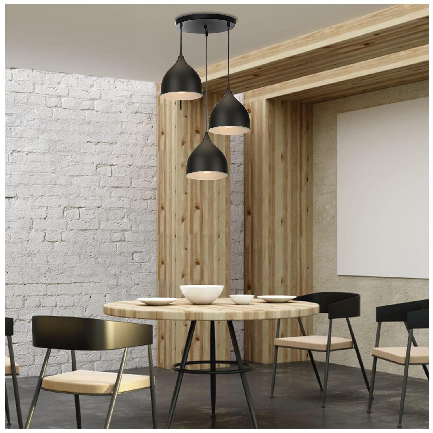 Lámpara Colgante Triple Gota E-27 Ampolleta Cálida-5