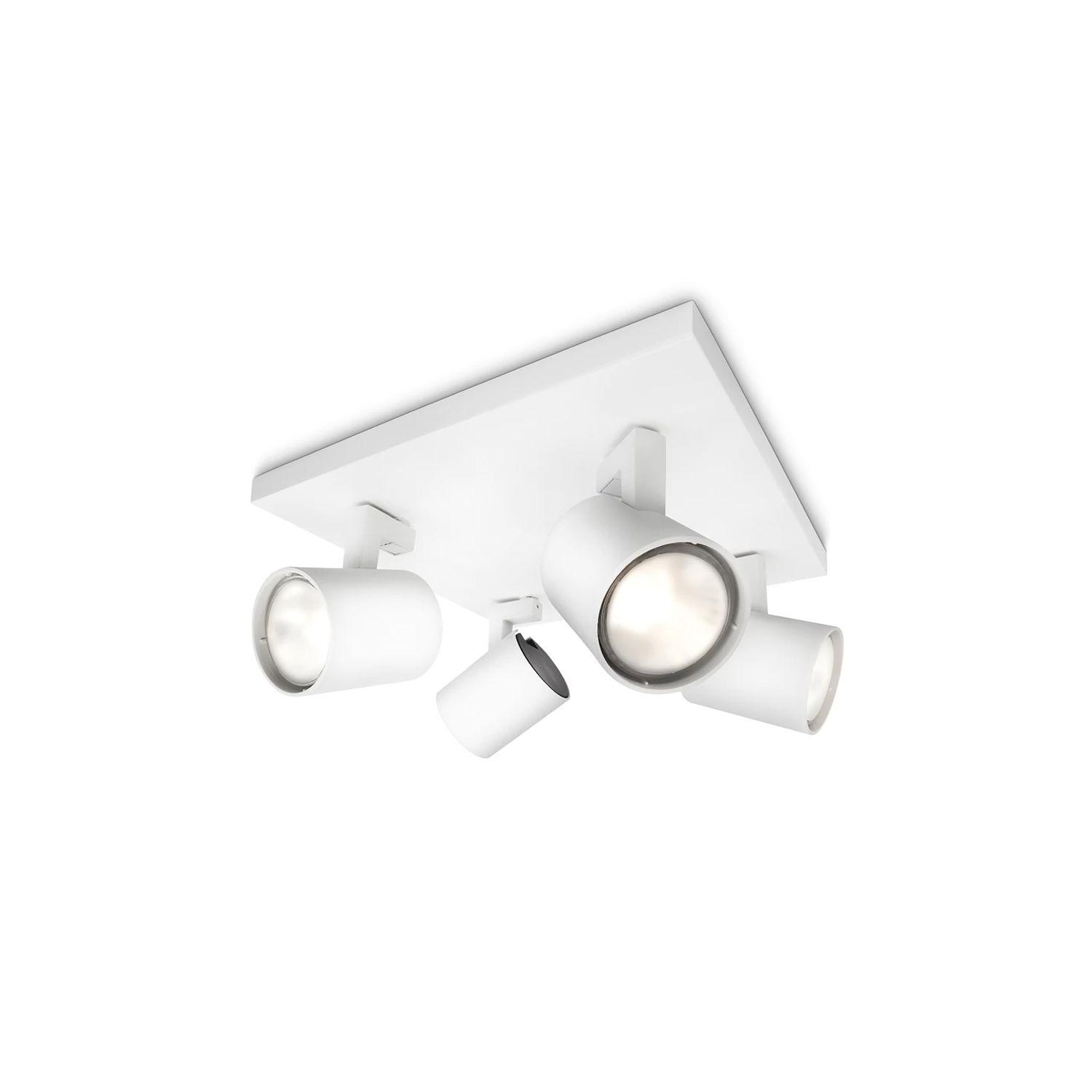 Foco Philips Runner Spotlight Blanco x4 GU10 Incluye Ampolletas Fría -0