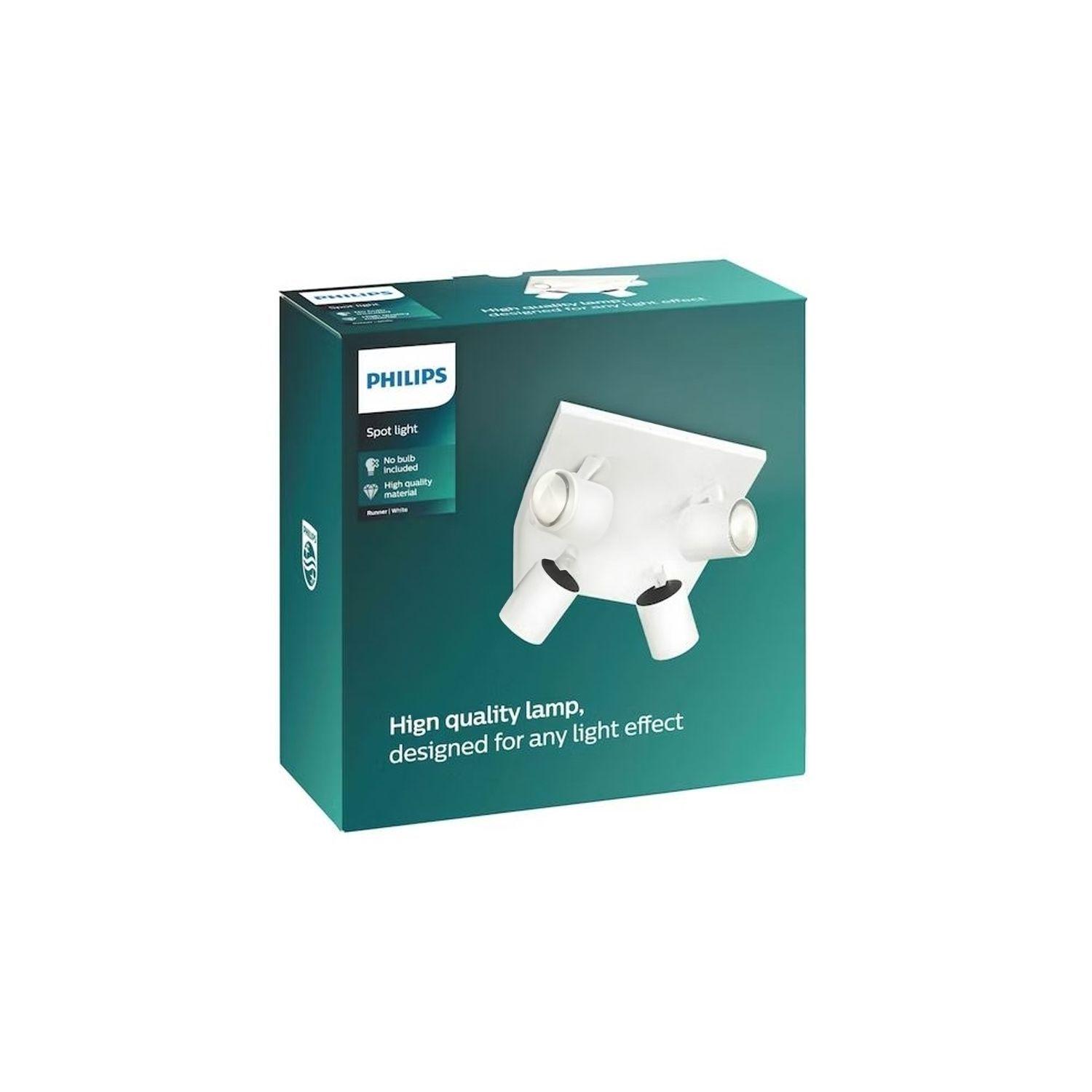 Foco Philips Runner Spotlight Blanco x4 GU10 Incluye Ampolletas Fría -1