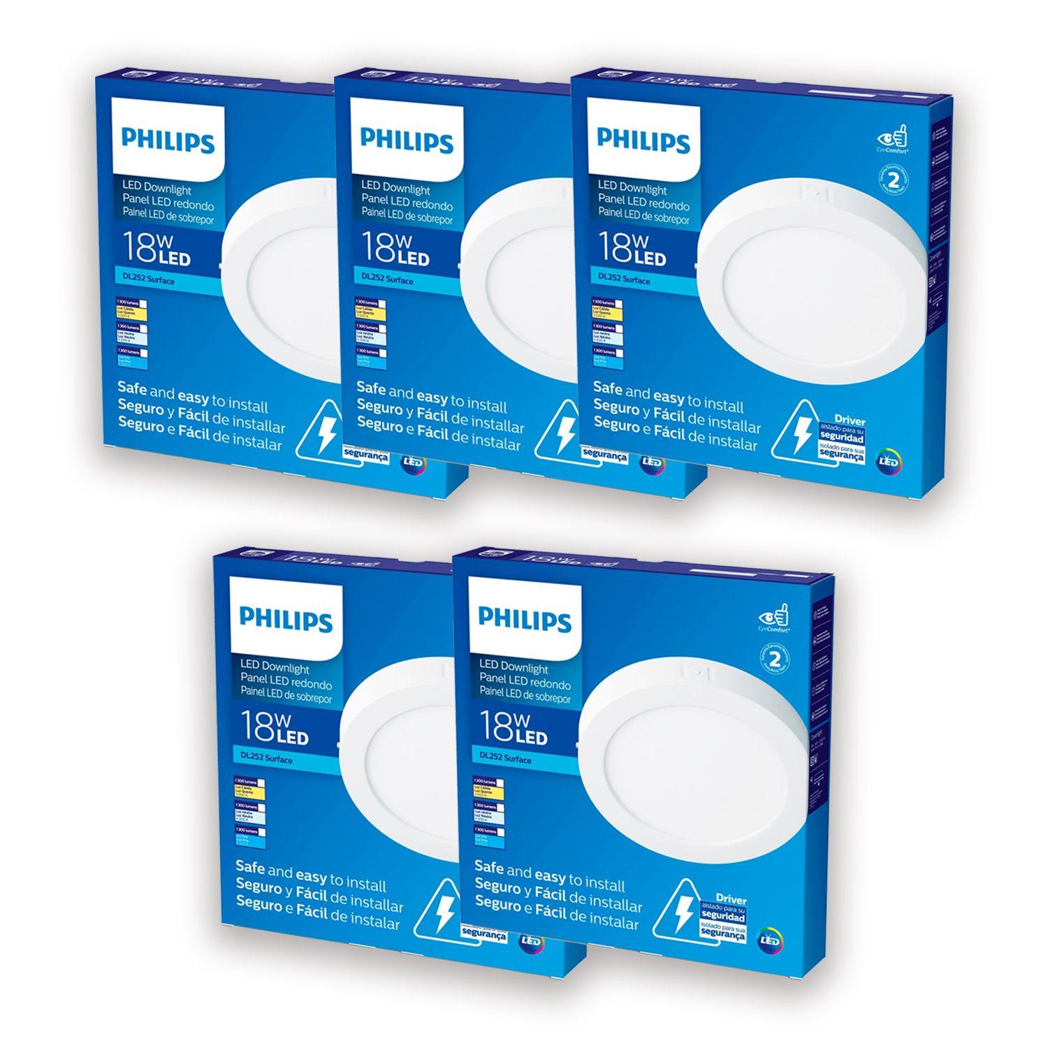 Pack 5 Paneles LED 18W Sobrepuesto Redondo DL252 G2 Philips - Neutro-5