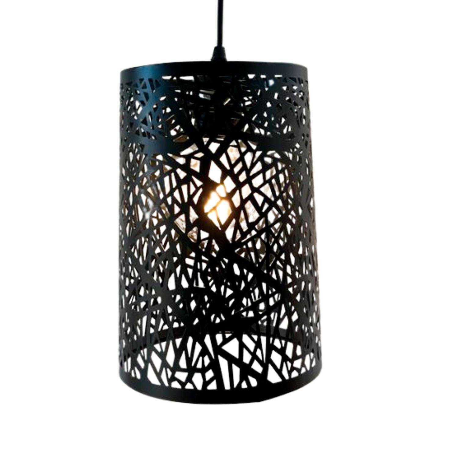 Lámpara Colgante Pantalla Aluminio Negro Porta E-27 Incluye Ampolleta Fría-2