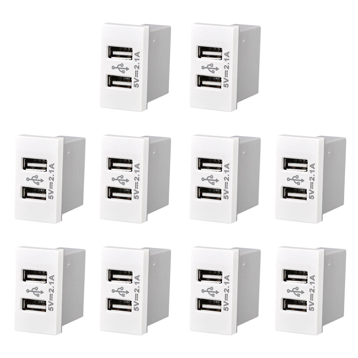 Pack 10 Modulo Para UBS 5V 2.1A Blanco-0