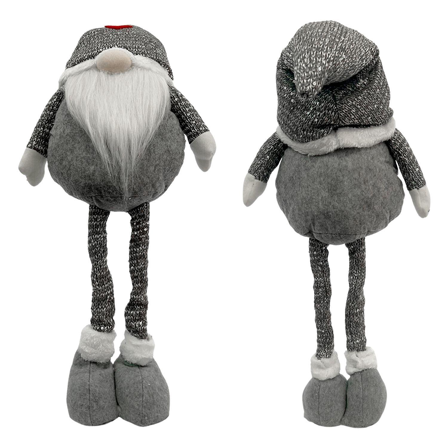 Duende Navidad Patas Largas Plateado 35 cm-3