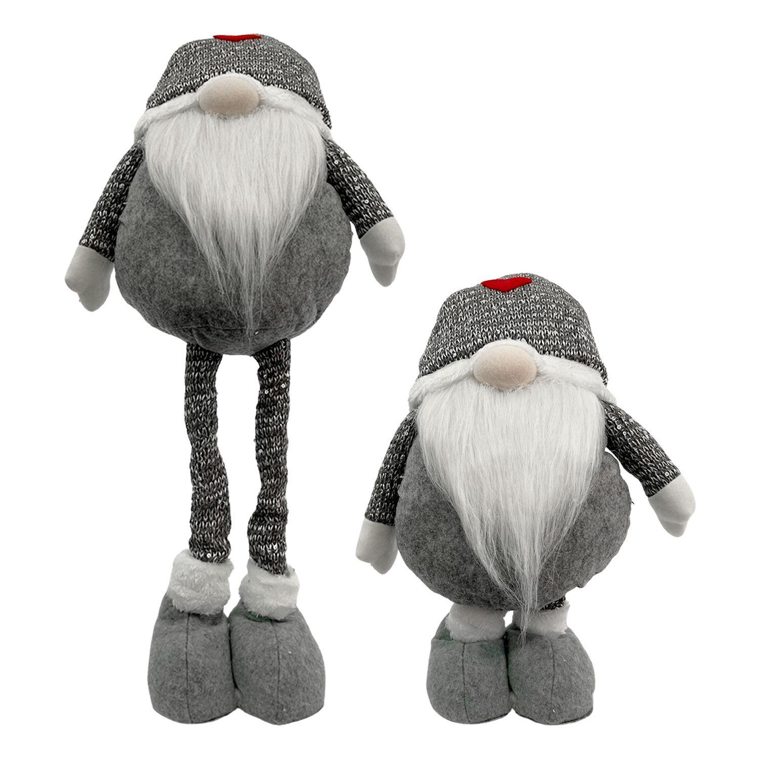 Duende Navidad Patas Largas Plateado 35 cm-1