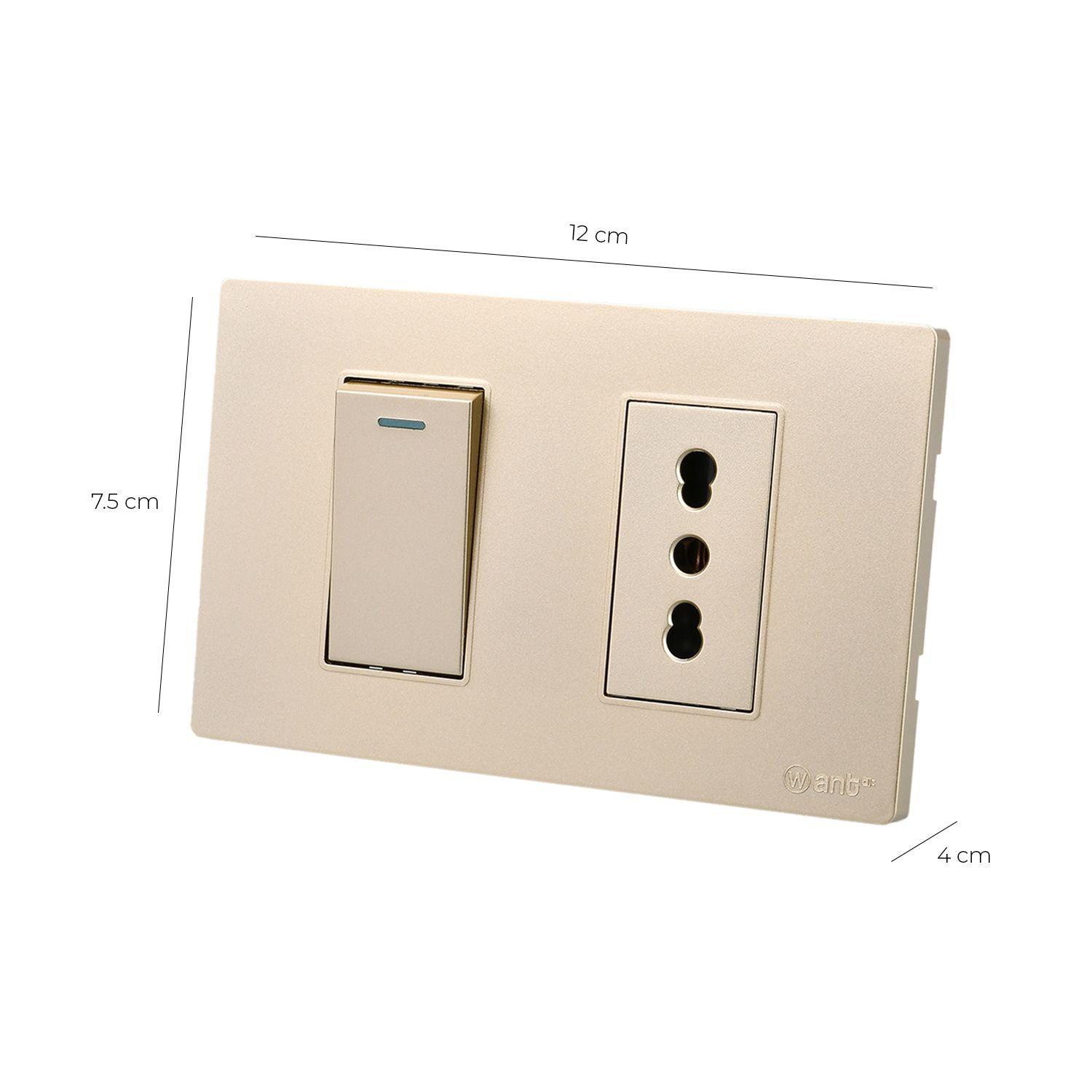 Pack 10 Interruptor 1* 9/12 16A y Tomacorriente 1* 16A - Dorado-2