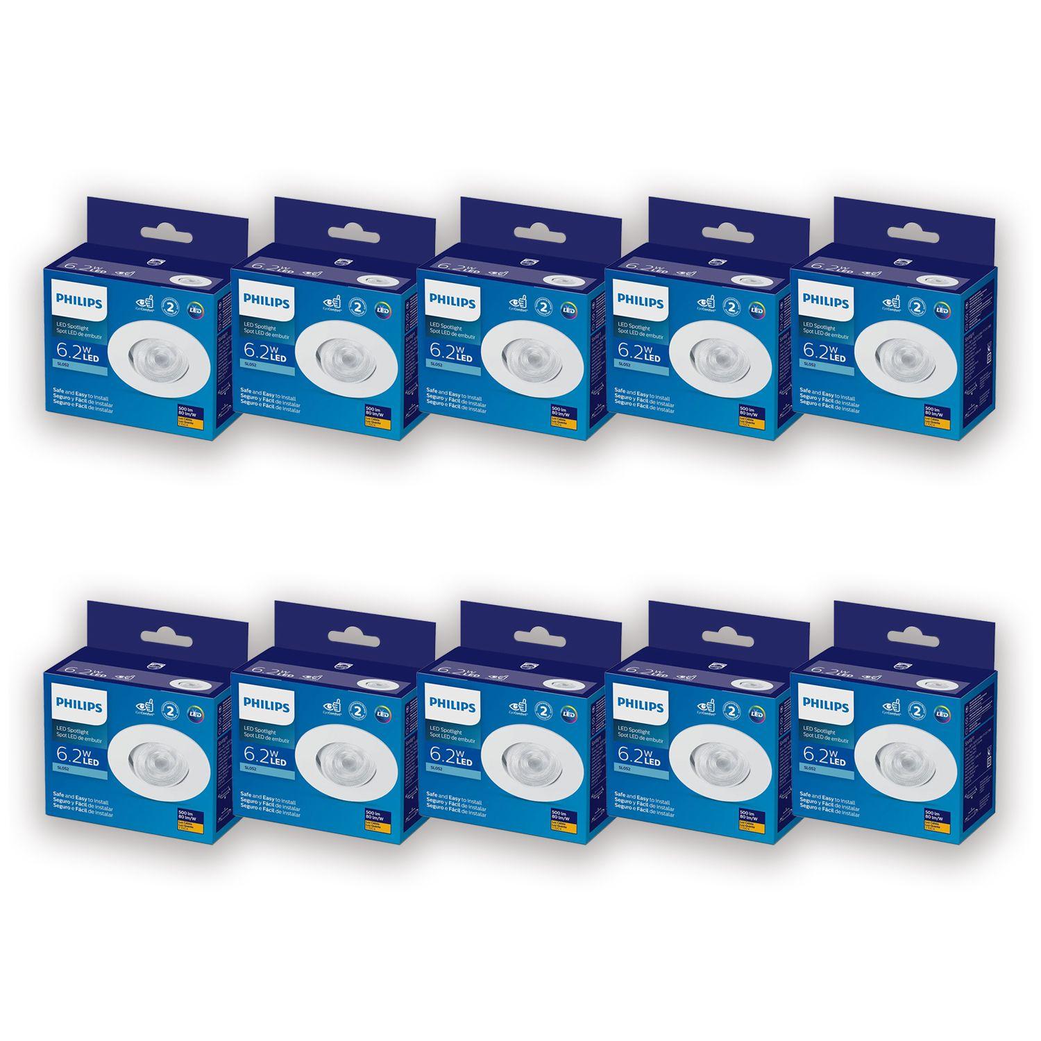 Pack 10 Foco Led Integrado Philips Spot 6.2 W - Frío-3
