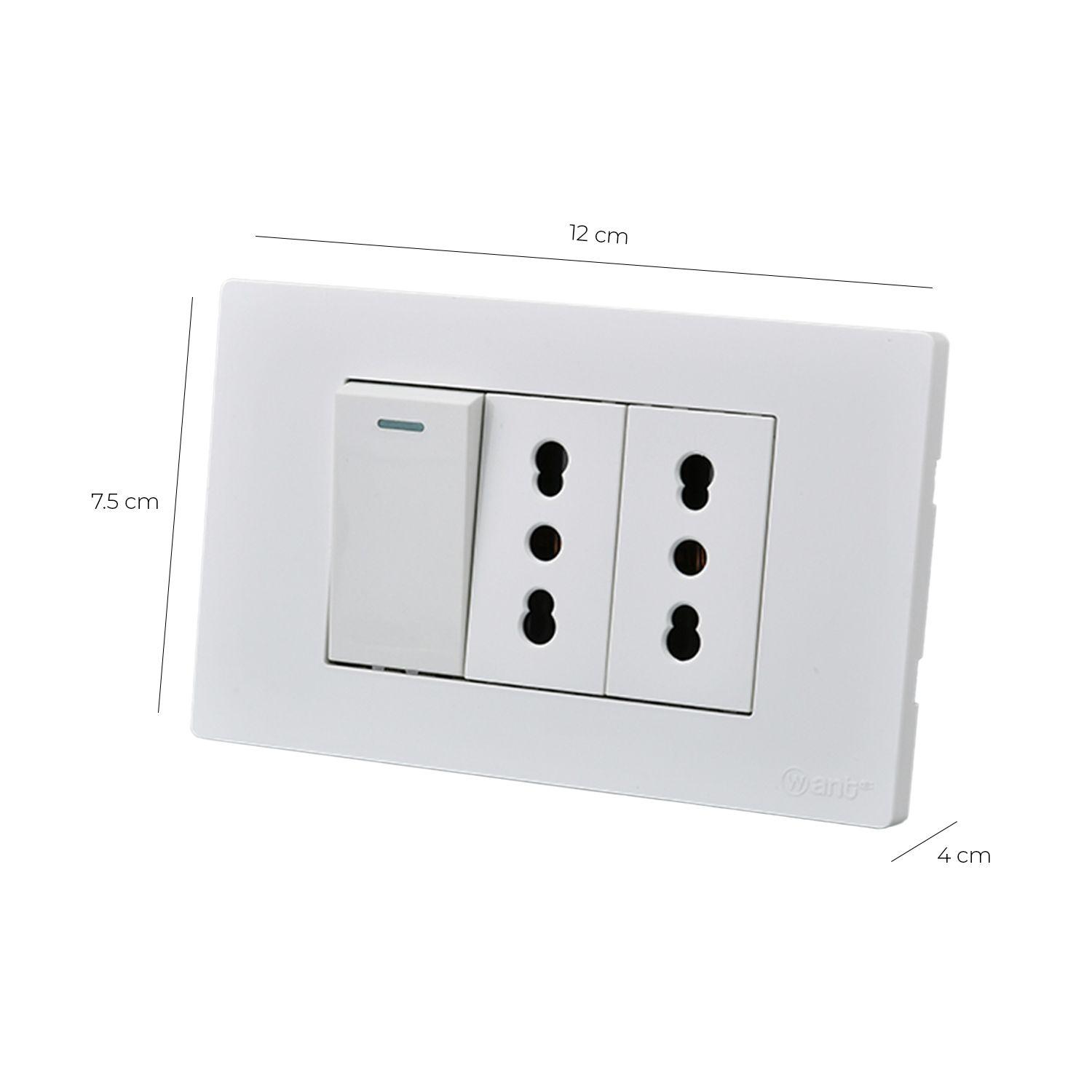 Pack 5 Interruptor 1* 9/12 16A y Tomacorriente 2* 16A - Blanco-2