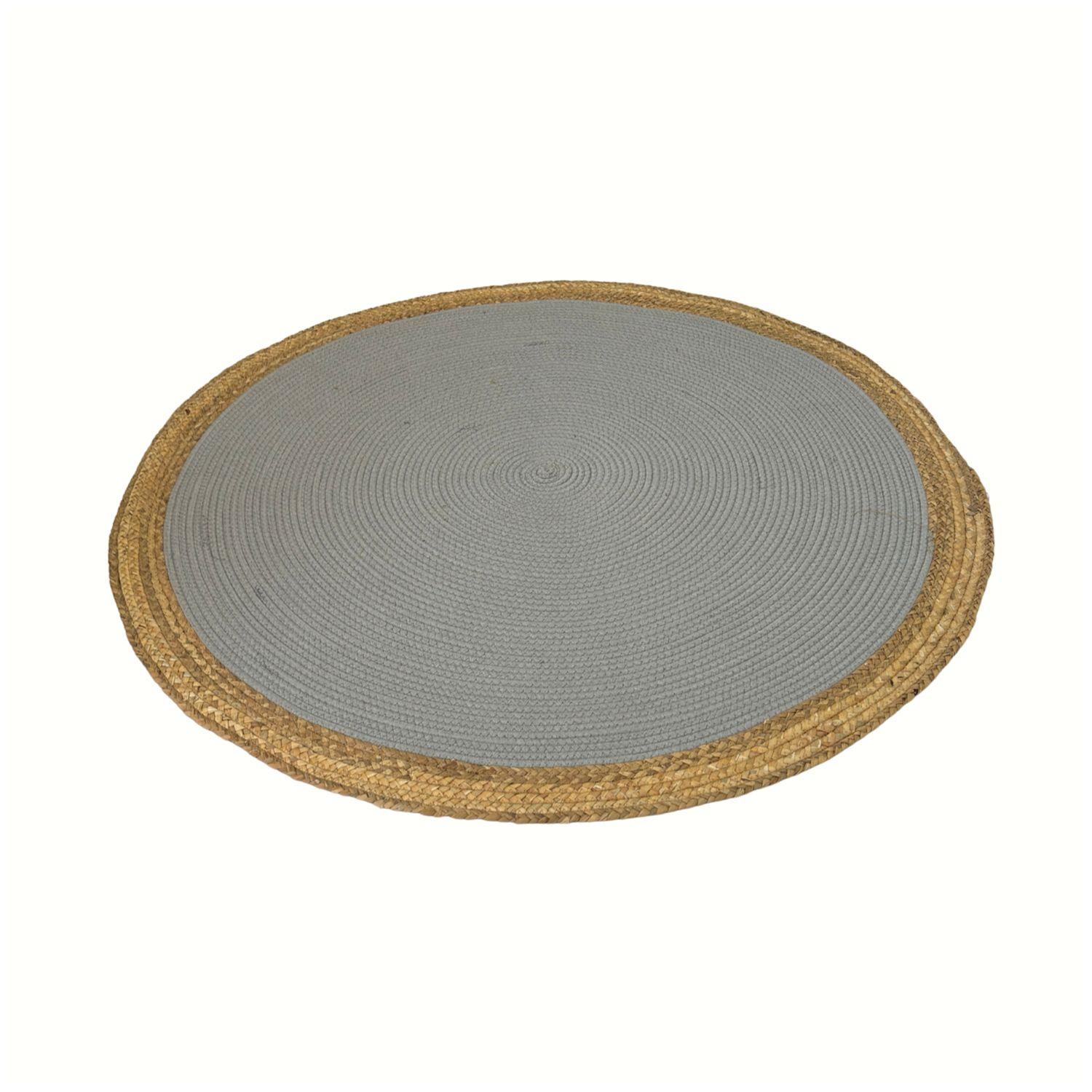 Alfombra Decorativa Yute Circular Gris 120 cms Estilo Boho-2