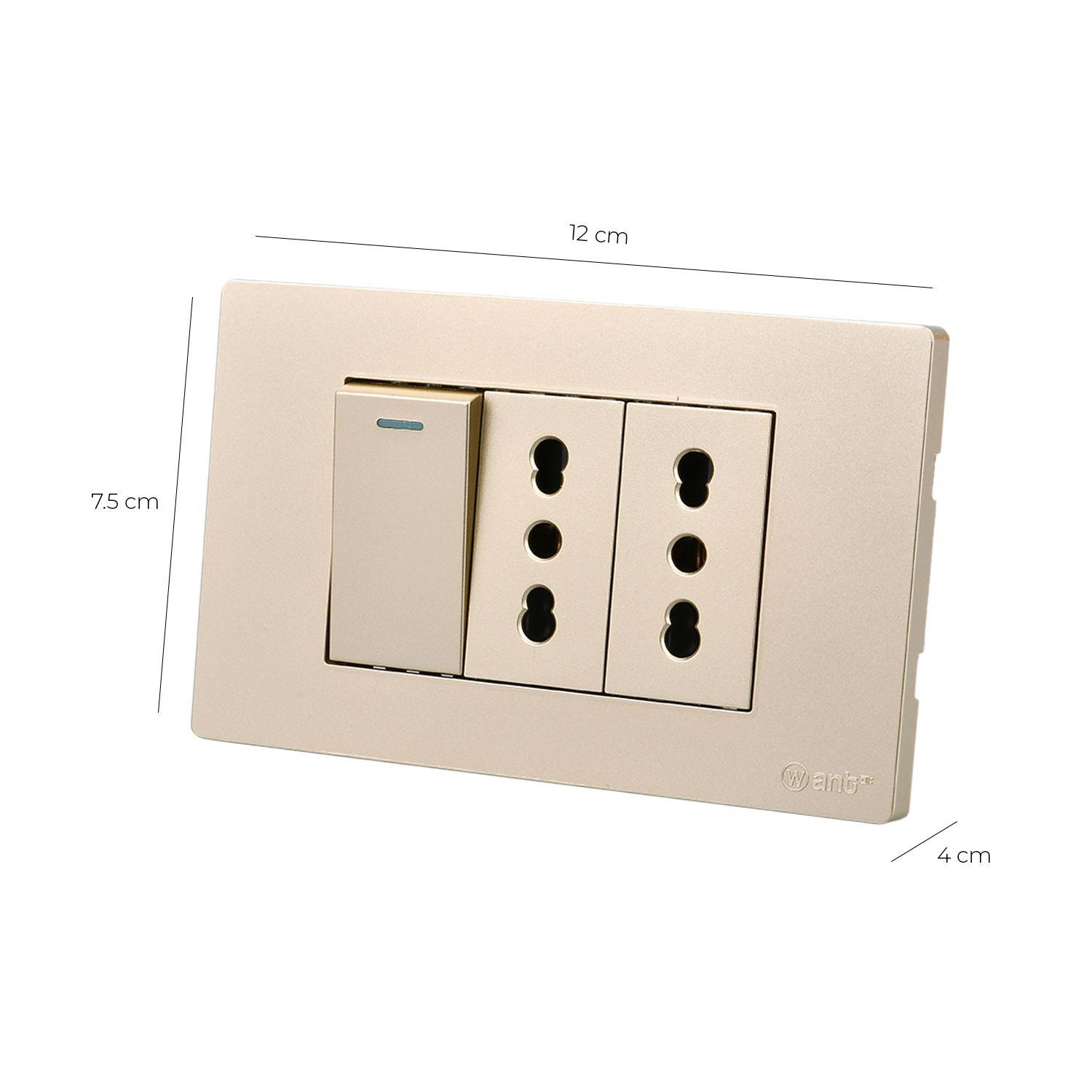 Pack 10 Interruptor 1* 9/12 16A y Tomacorriente 2* 16A - Dorado-2