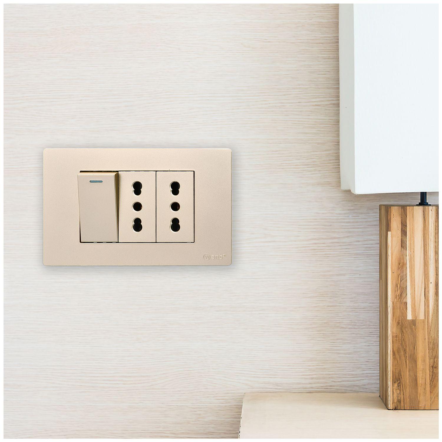 Pack 10 Interruptor 1* 9/12 16A y Tomacorriente 2* 16A - Dorado-6