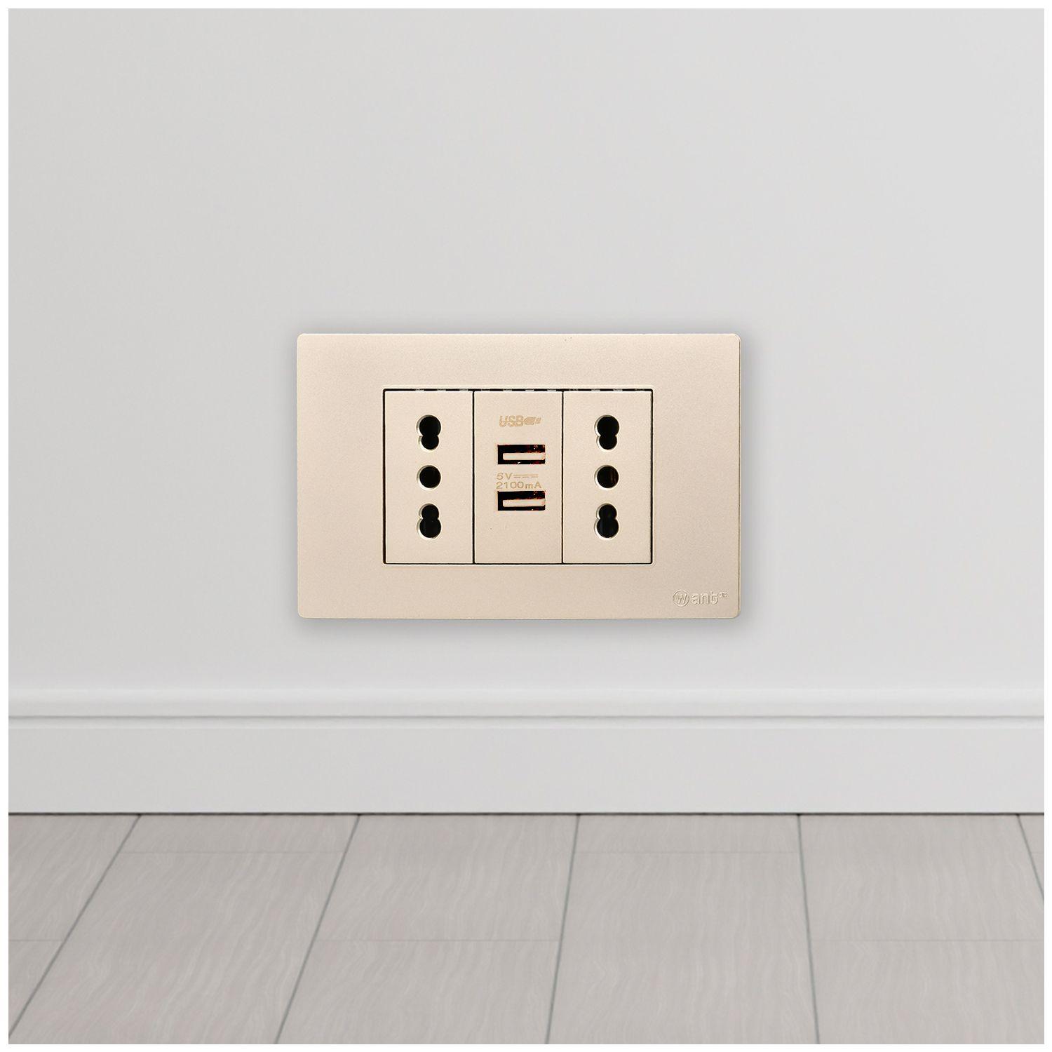 Pack 20 Módulo USB Doble Metálico 250V - Dorado-6