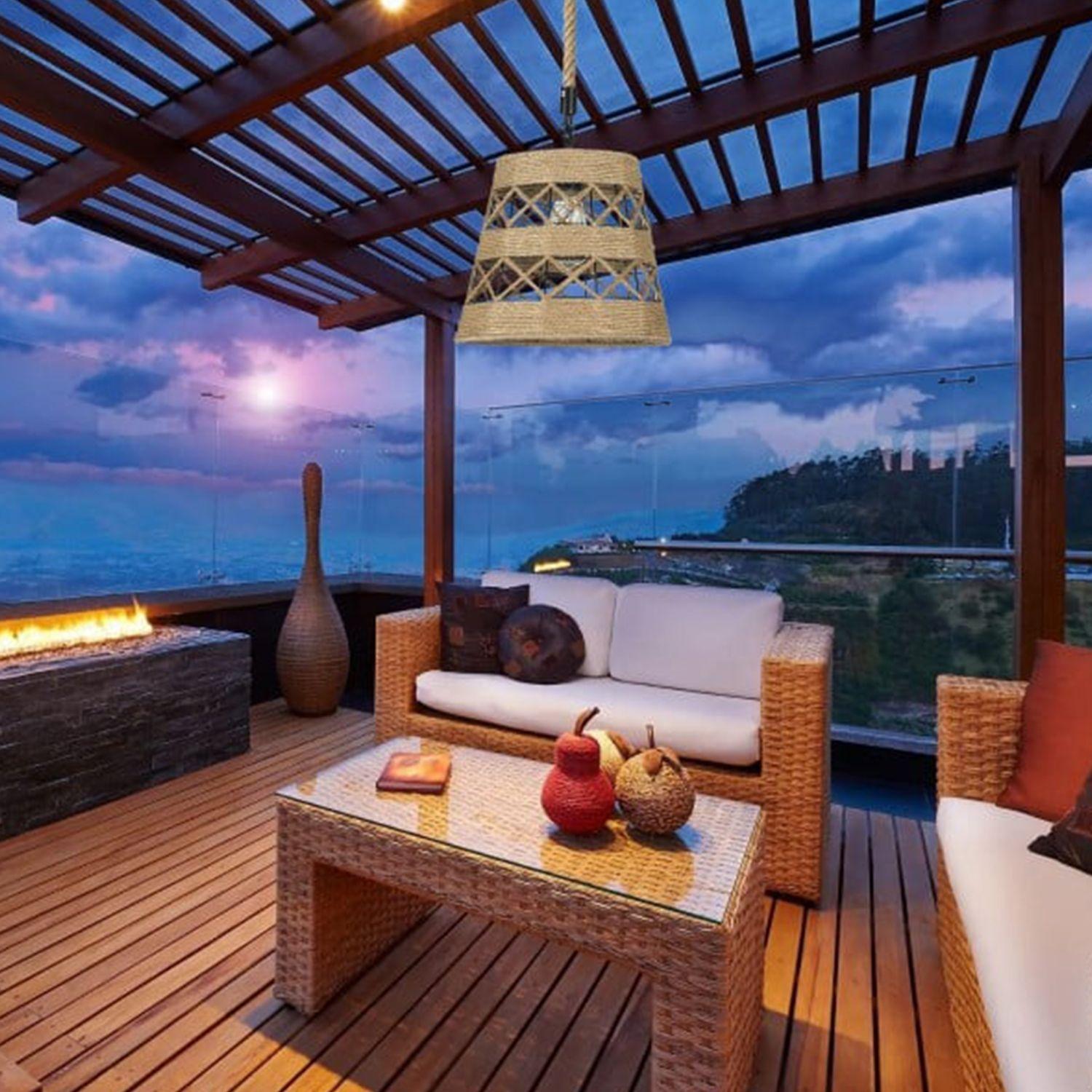 Lámpara Colgante E-27 Estilo Boho Incluye Ampolleta Fría-1