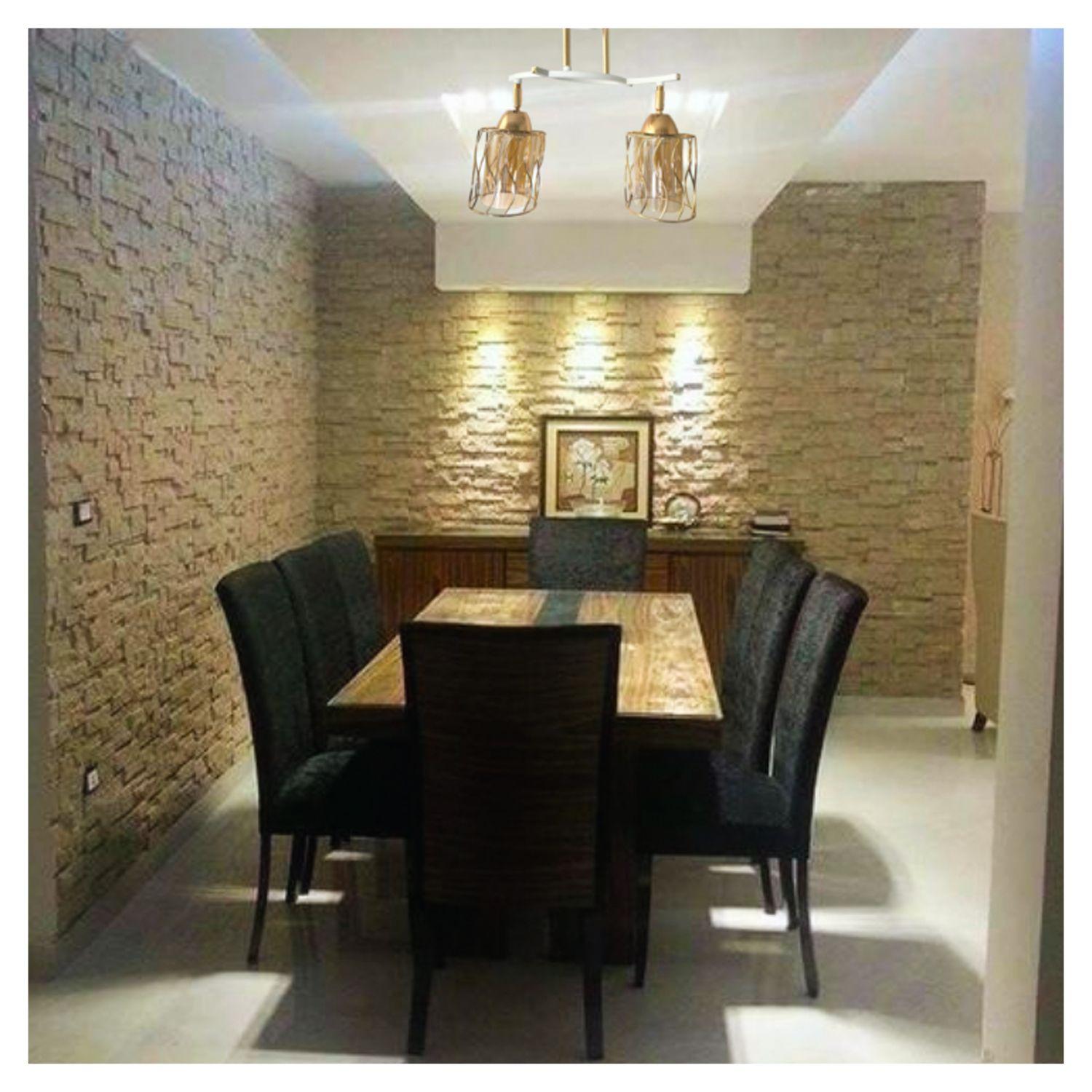 Lámpara de Techo Doble Blanco con Dorado E-27 Ampolleta Cálida-1