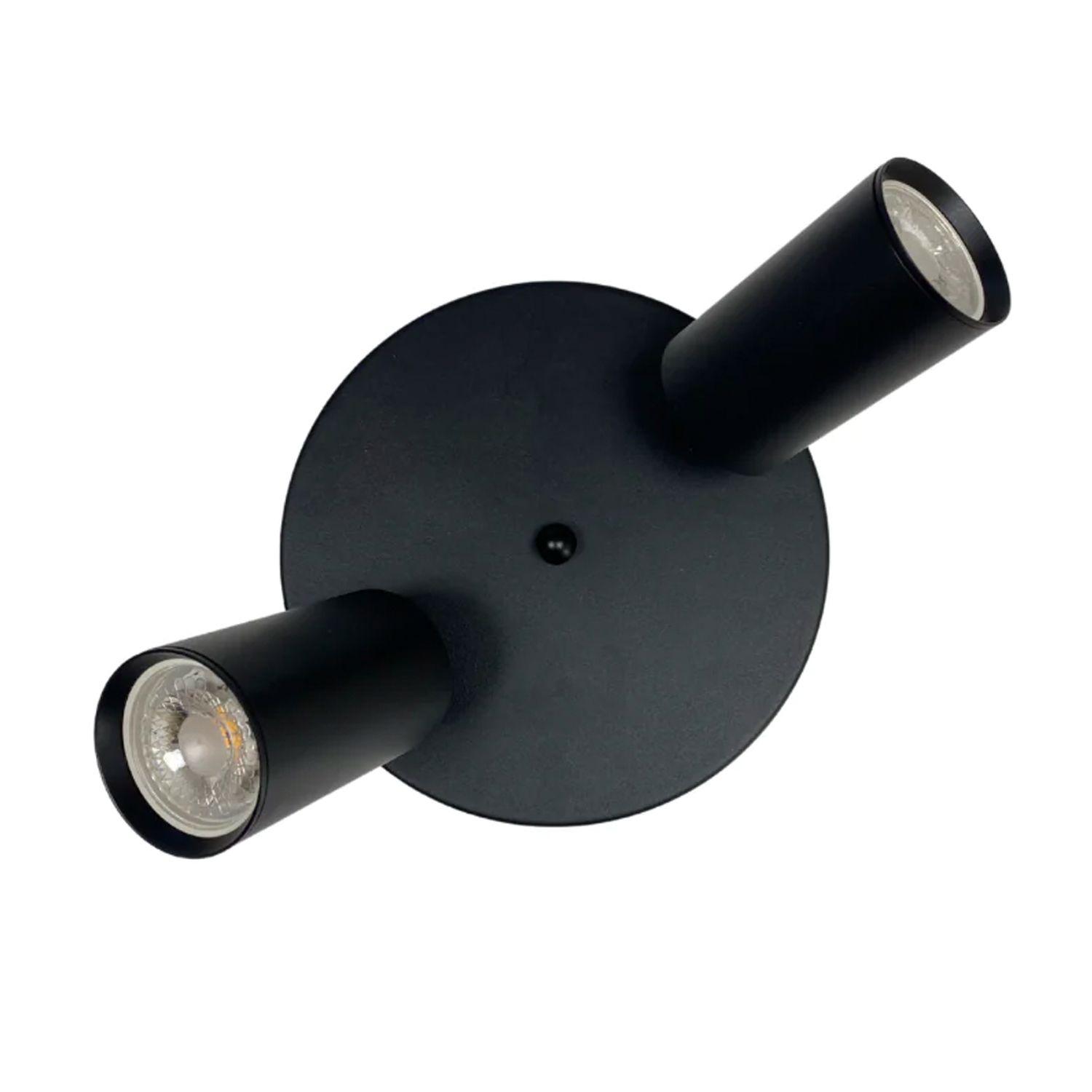 Foco Con Base Redonda 2xGU-10 Altair II Negro Ampolleta Cálida-2