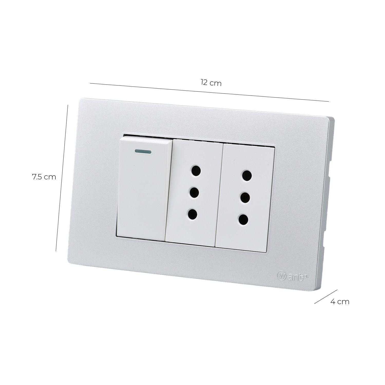 Pack 5 Interruptor 1* 9/12 16A y Tomacorriente 2* 10A - Gris - Blanco-2