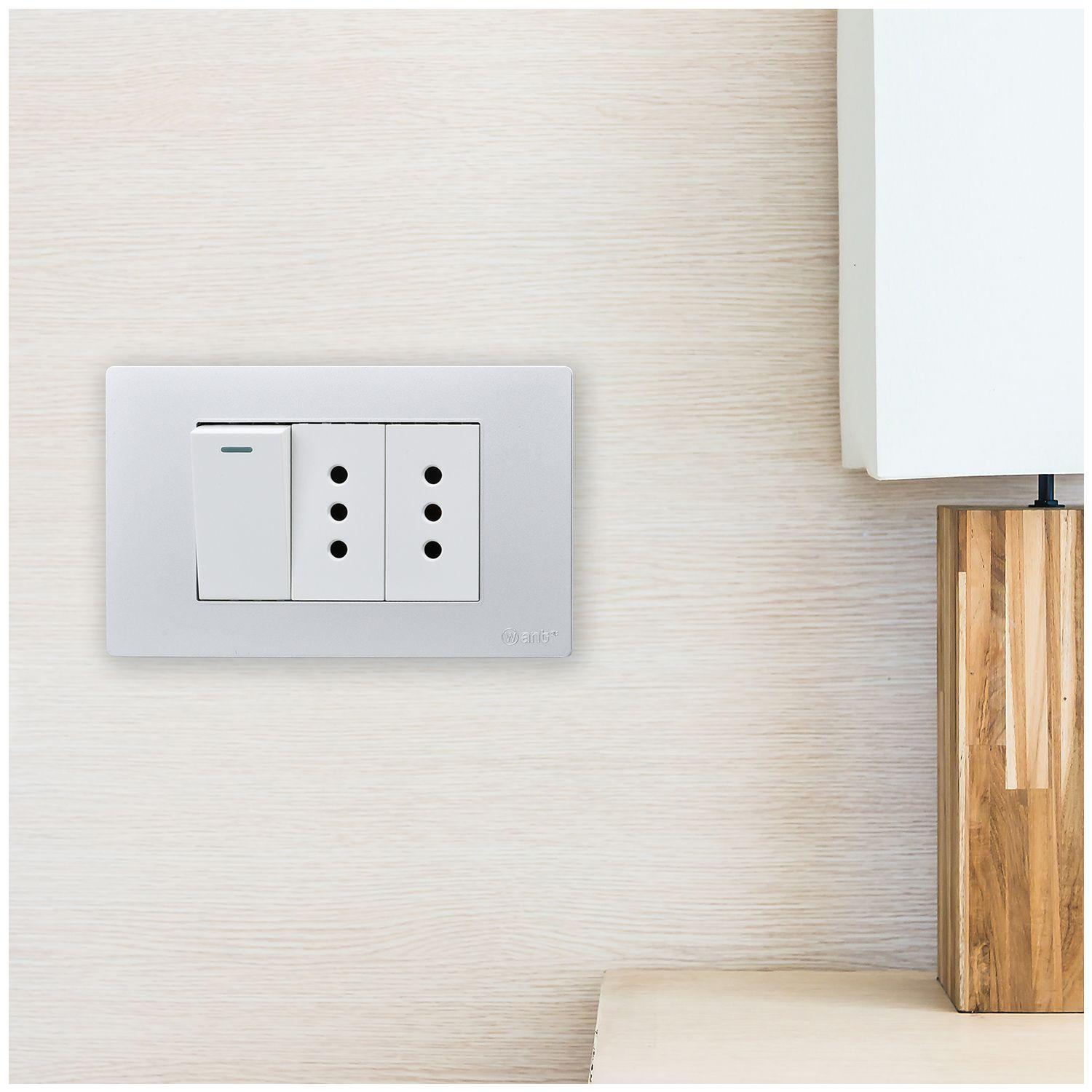 Pack 5 Interruptor 1* 9/12 16A y Tomacorriente 2* 10A - Gris - Blanco-6