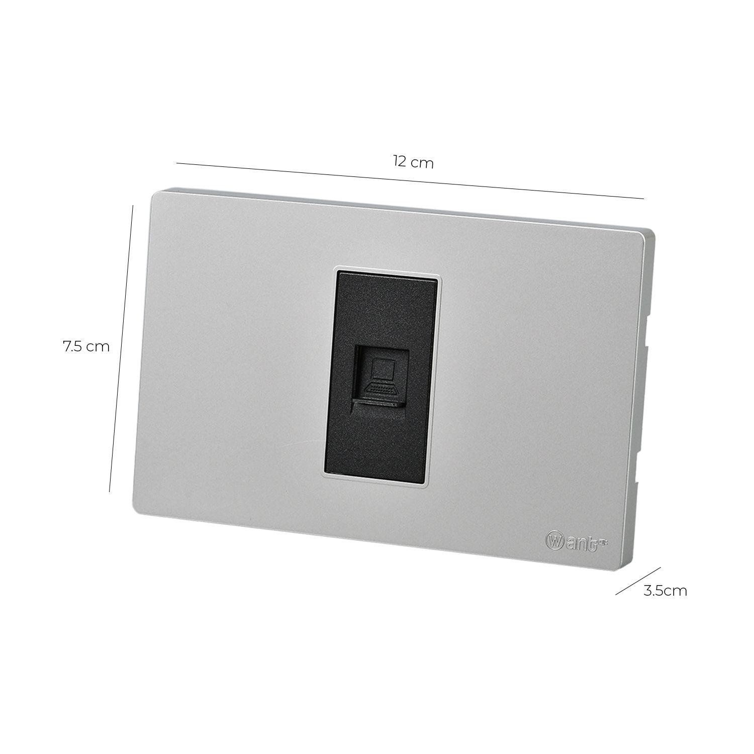 Pack 10 Toma Internet Metálico RJ65 - Gris - Negro-2