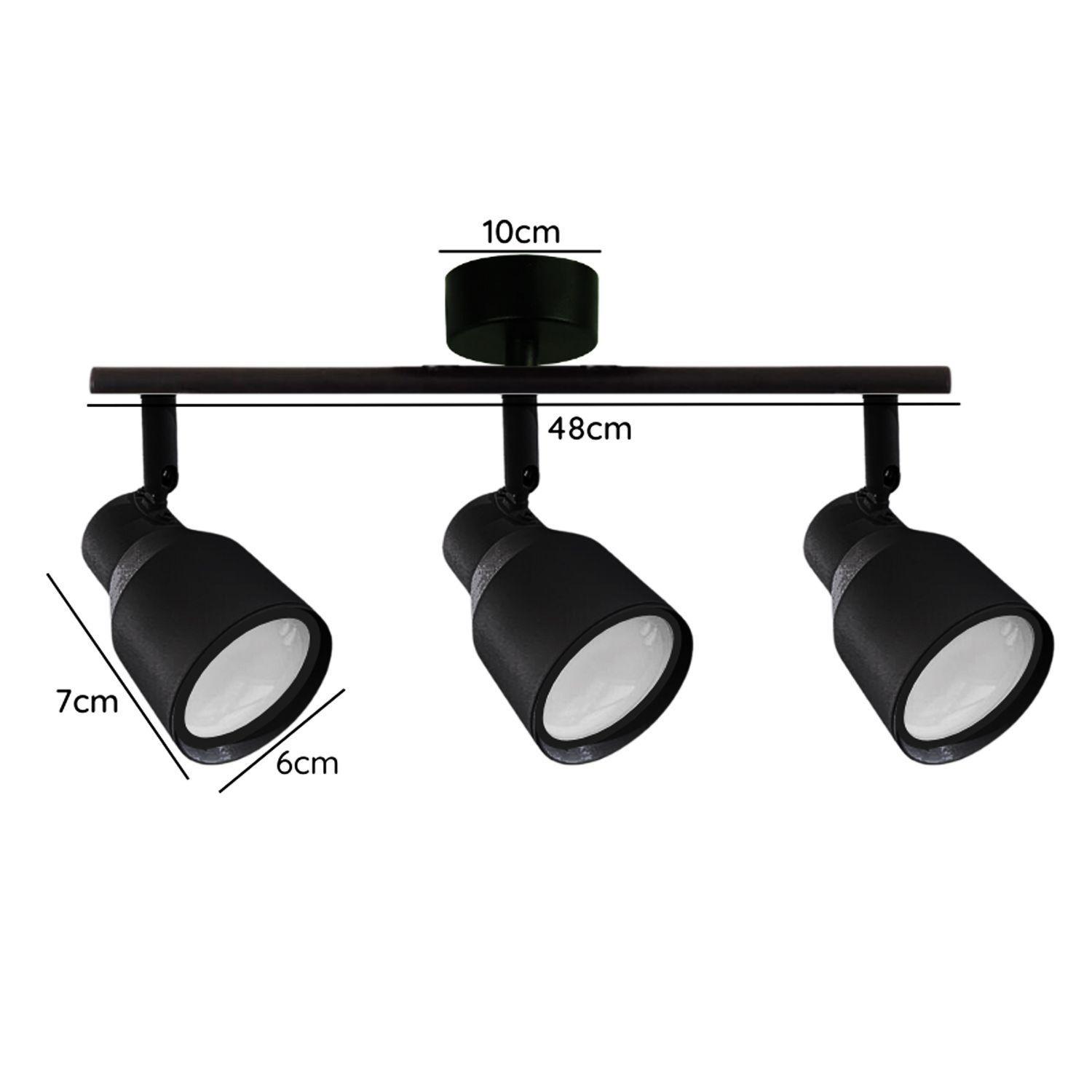 Foco LED Sobrepuesto Decorativo Triple GU-10 Negro Híades-2
