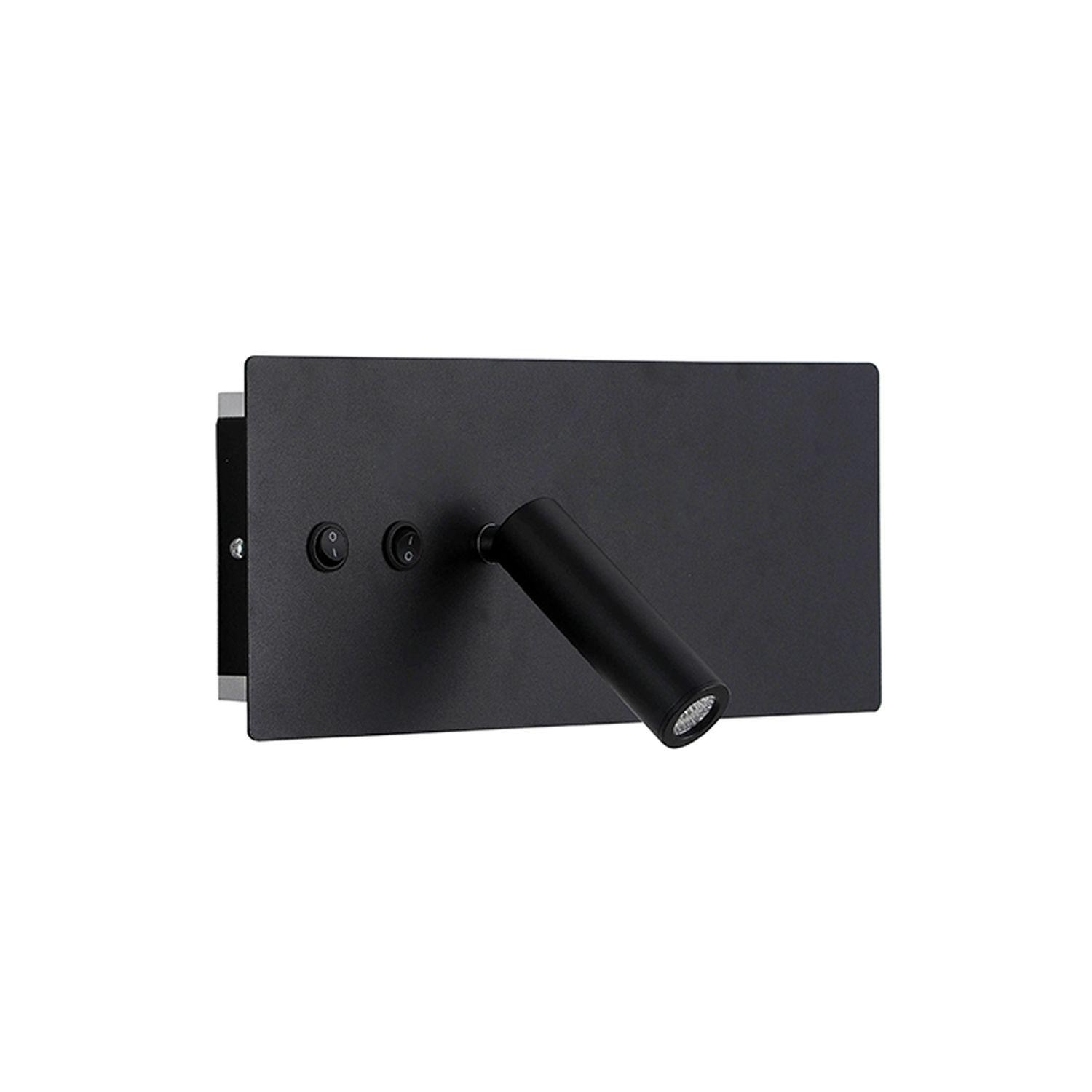 Apliqué LED Lector Line 3W+10W Negro - Luz Cálida-2
