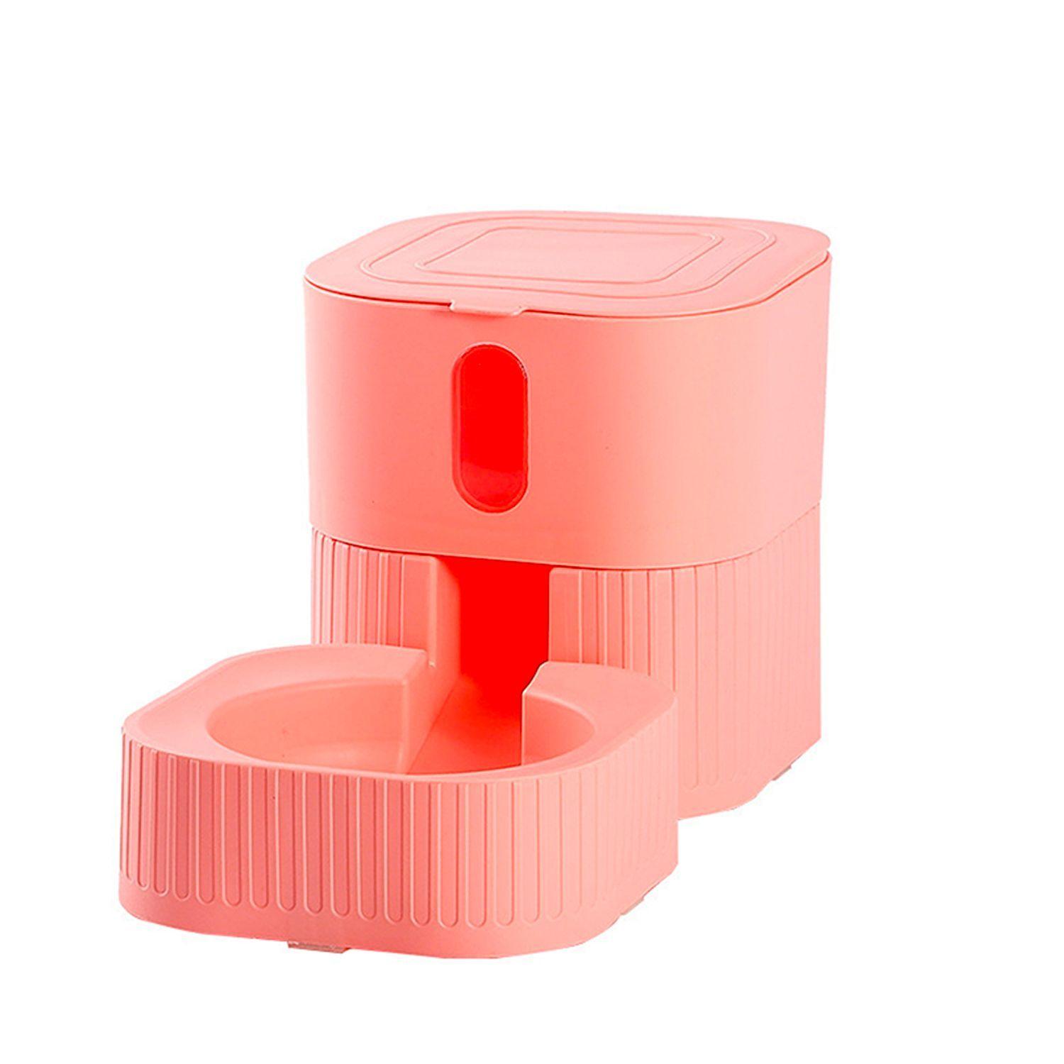 Dispensador de Comida Para Mascotas Diseño Cuadrado Rosado-0