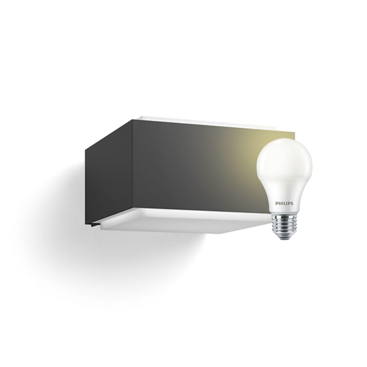 Aplique LED Exterior "Hedgehog" Negro Philips Ampolleta Cálida-0