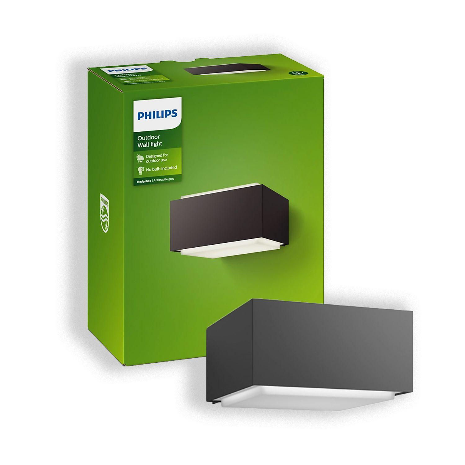 Aplique LED Exterior "Hedgehog" Negro Philips Ampolleta Cálida-4