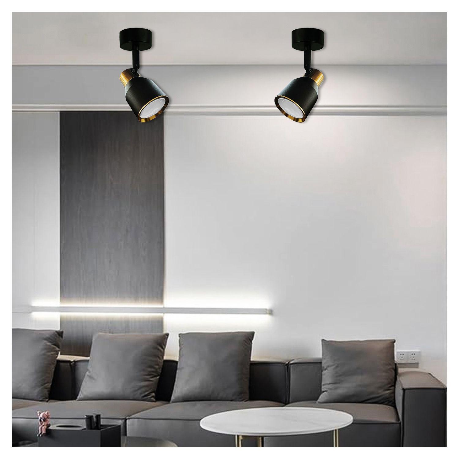 Foco Spot Cielo o Muro Porta 1xGU-10 Round Negro/Dorado Incluye  Ampolleta -1