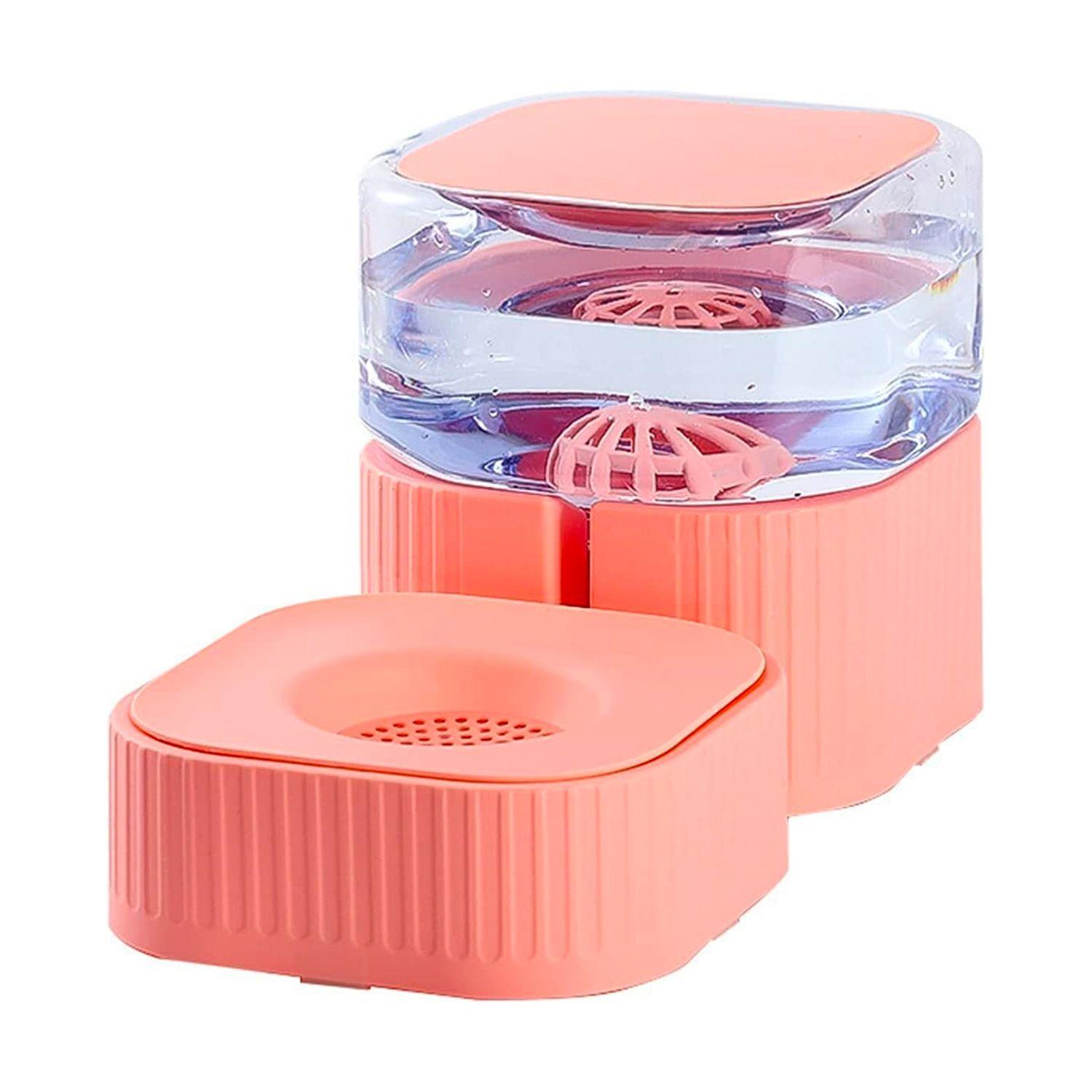 Dispensador de Agua Para Mascotas Diseño Cuadrado Rosado-0