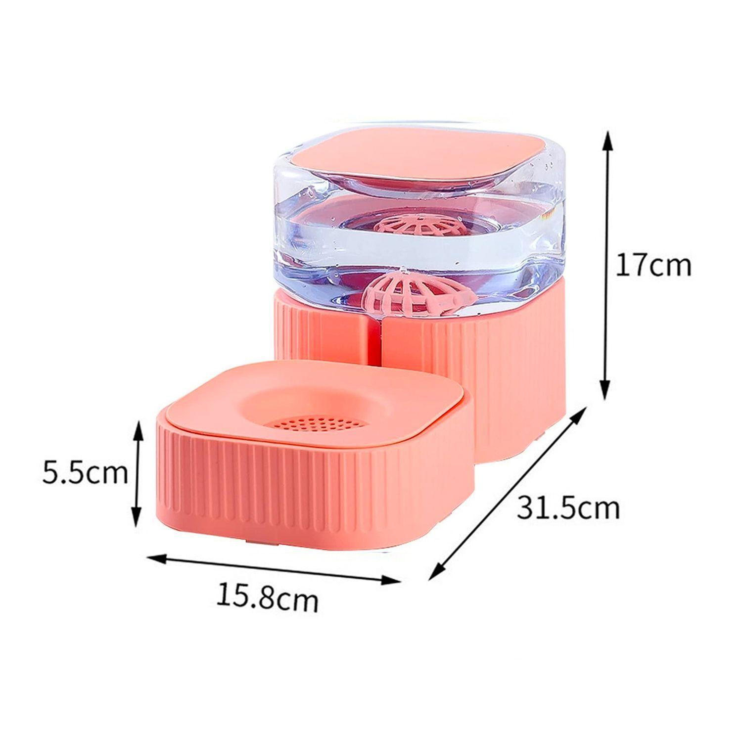 Dispensador de Agua Para Mascotas Diseño Cuadrado Rosado-1