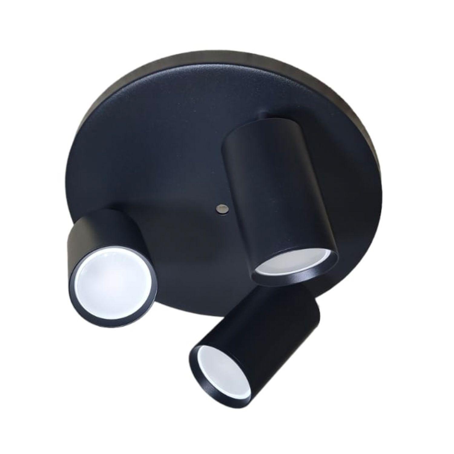 Pack 5 Foco Sobrepuesto Con Base Redonda 3xGU-10 Altair III Negro Ampolleta Cálida-3