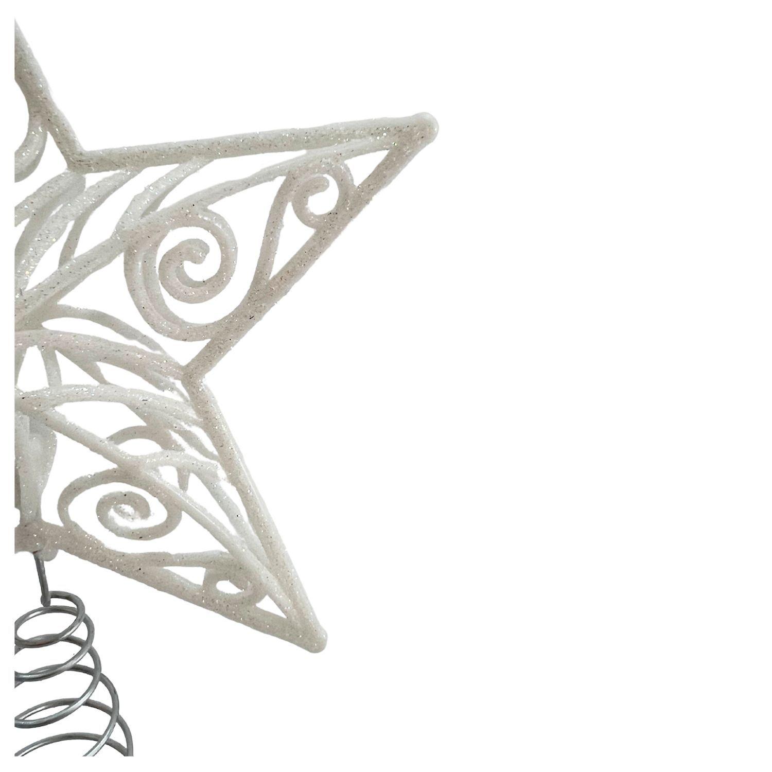 Estrella Decorativa Navidad Blanca Para Árbol-3