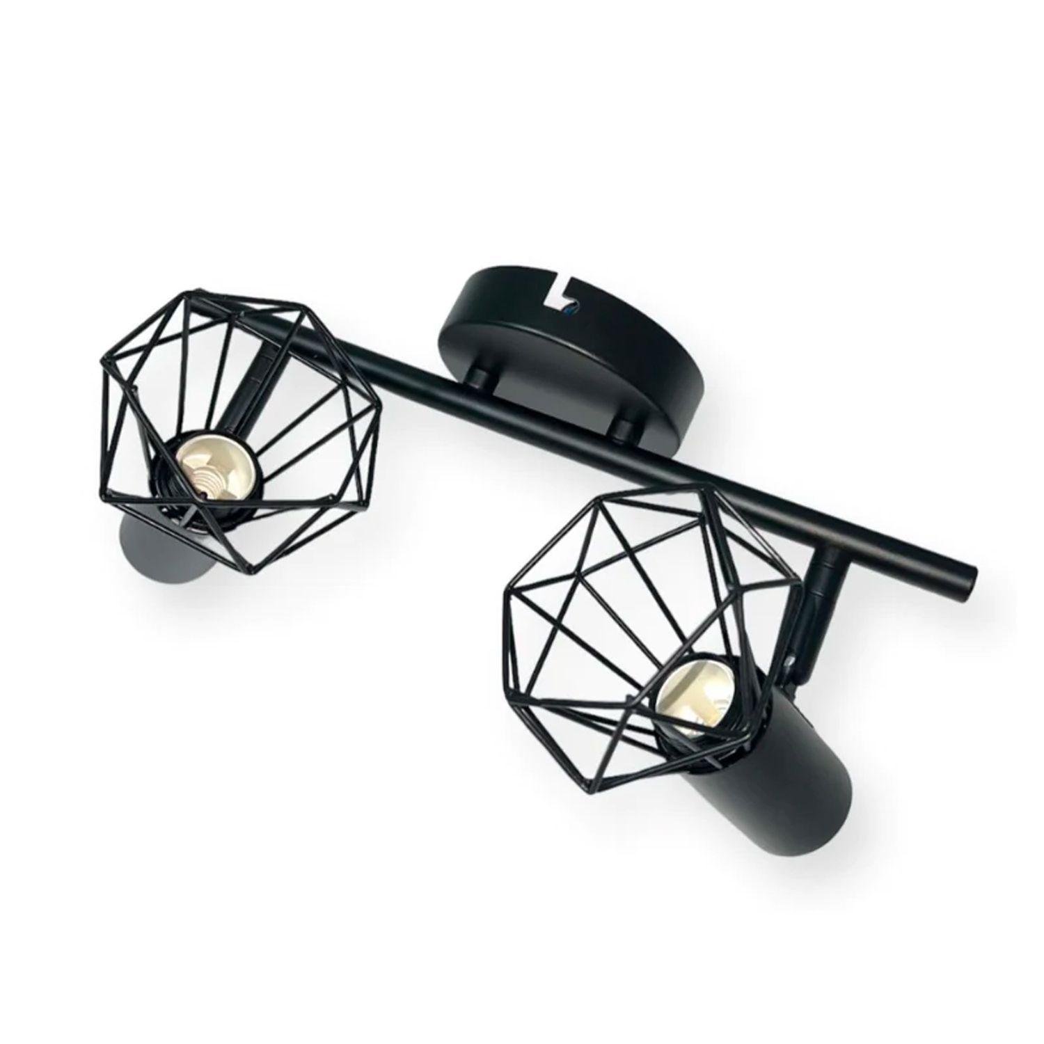 Apliqué de Techo Doble Rejilla Geométrica E-14 Negro Ampolleta Cálida-0