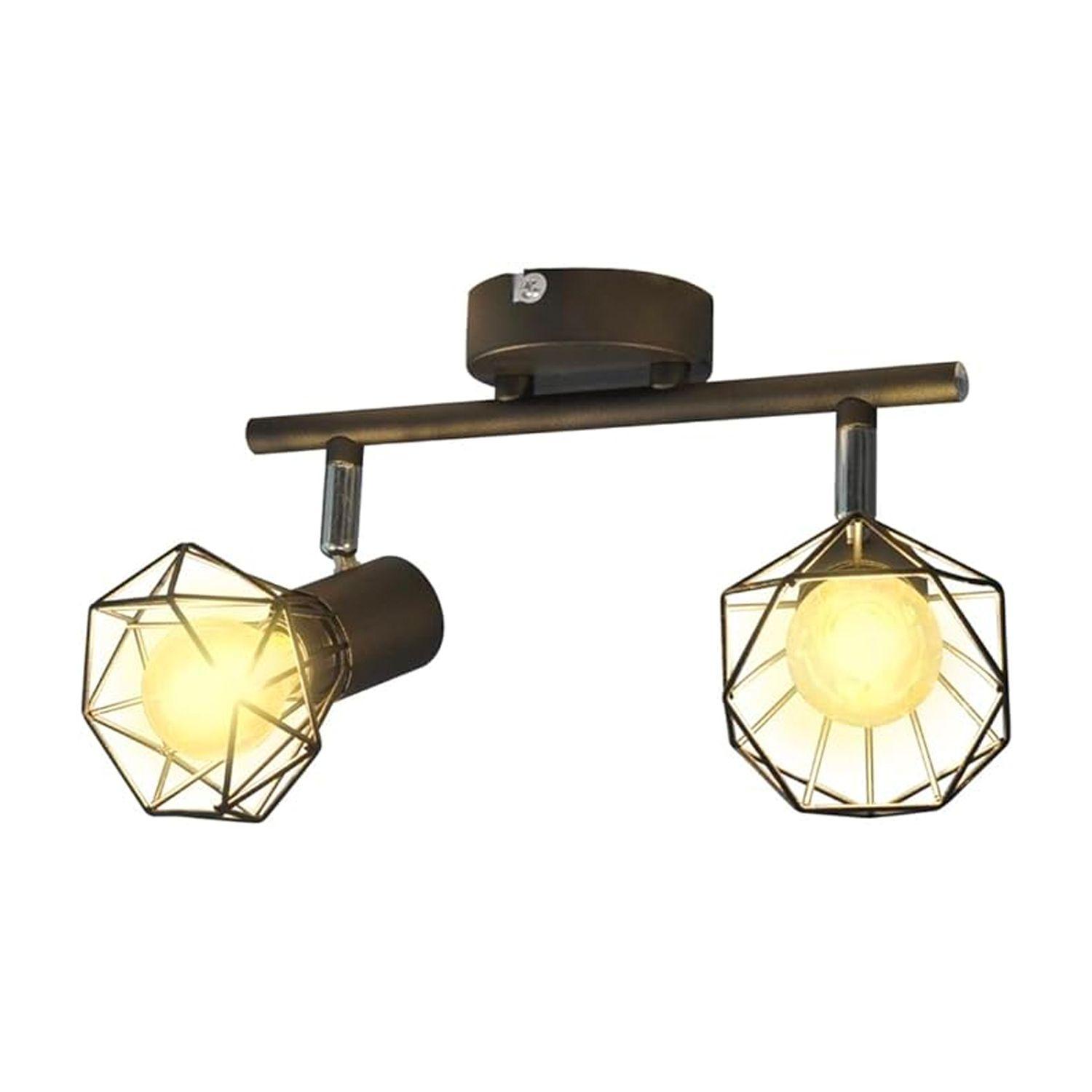 Apliqué de Techo Doble Rejilla Geométrica E-14 Negro Ampolleta Cálida-1