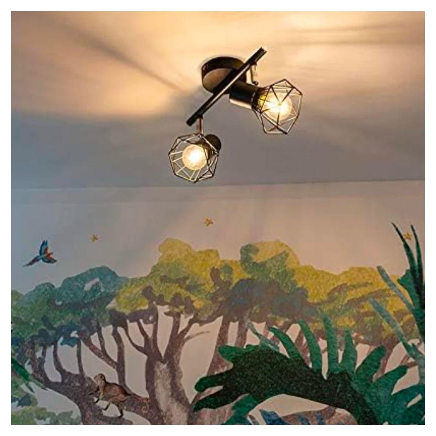 Apliqué de Techo Doble Rejilla Geométrica E-14 Negro Ampolleta Cálida-2