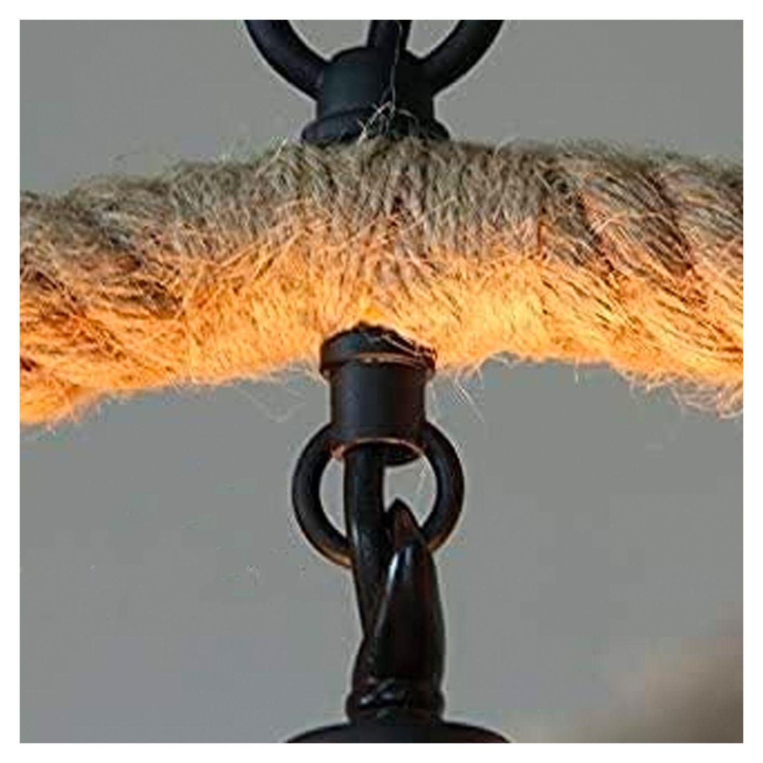Lámpara Colgante Cáñamo Con Cadena Diseño Bola E-27 Ampolleta Cálida-4