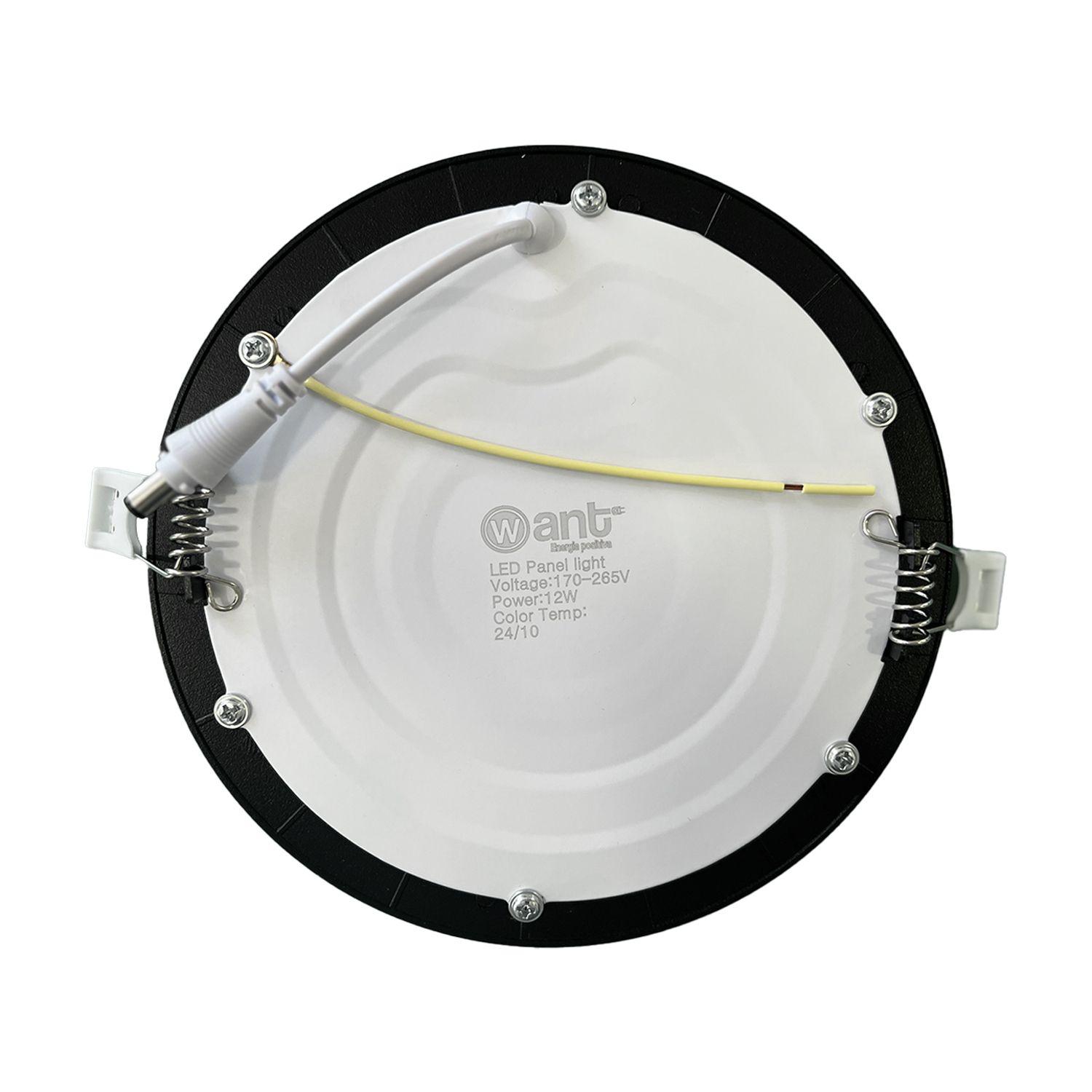 Panel Redondo LED Embutido Negro 12W - Frío-3