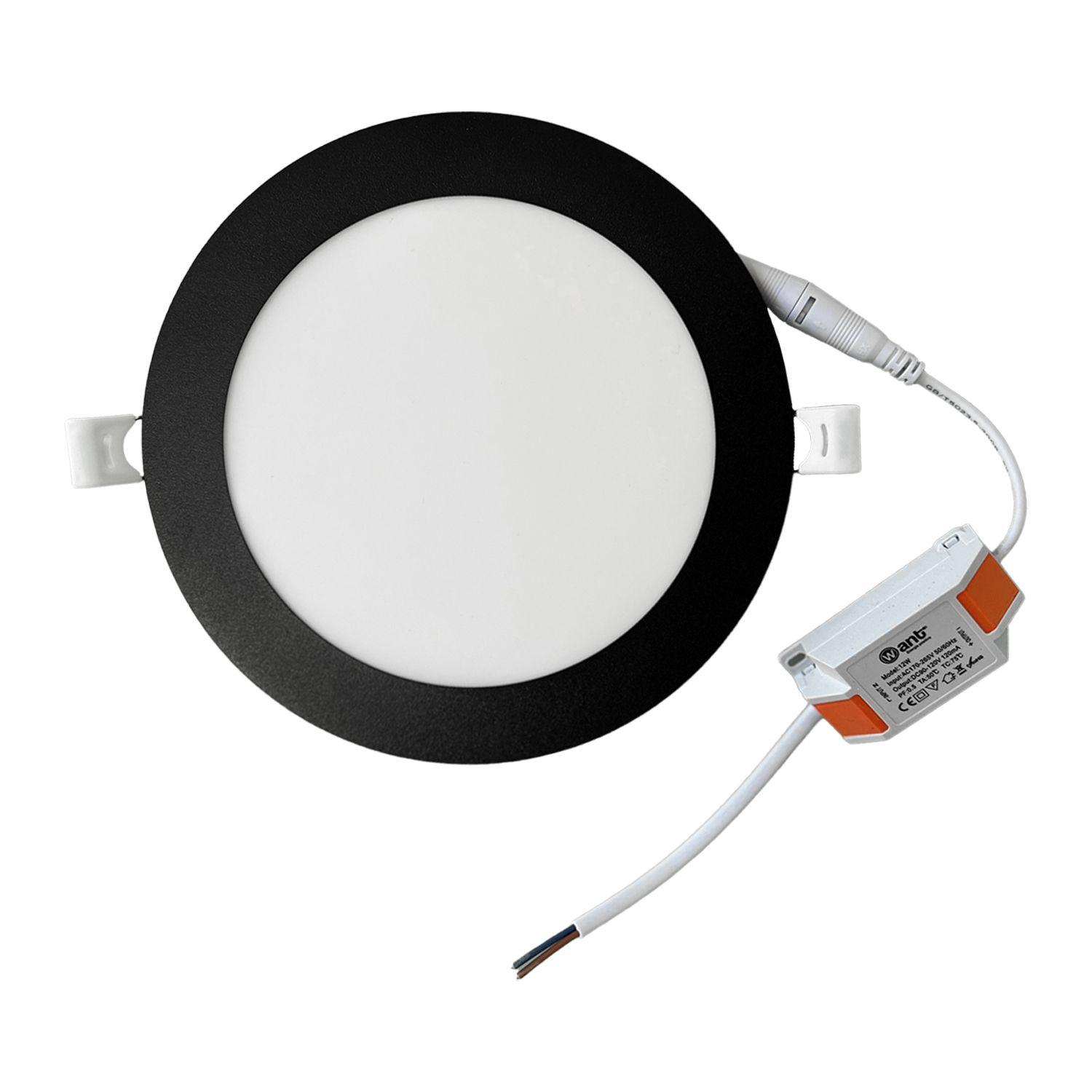 Panel Redondo LED Embutido Negro 12W - Frío-4