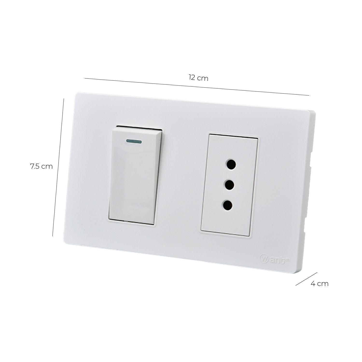 Pack 10 Interruptor 1* 9/12 16A y Tomacorriente 1* 10A - Blanco-2