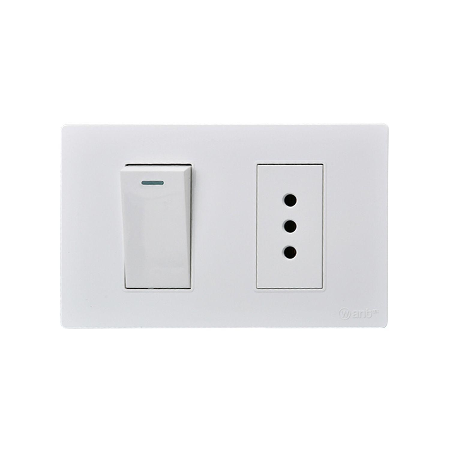 Pack 10 Interruptor 1* 9/12 16A y Tomacorriente 1* 10A - Blanco-3