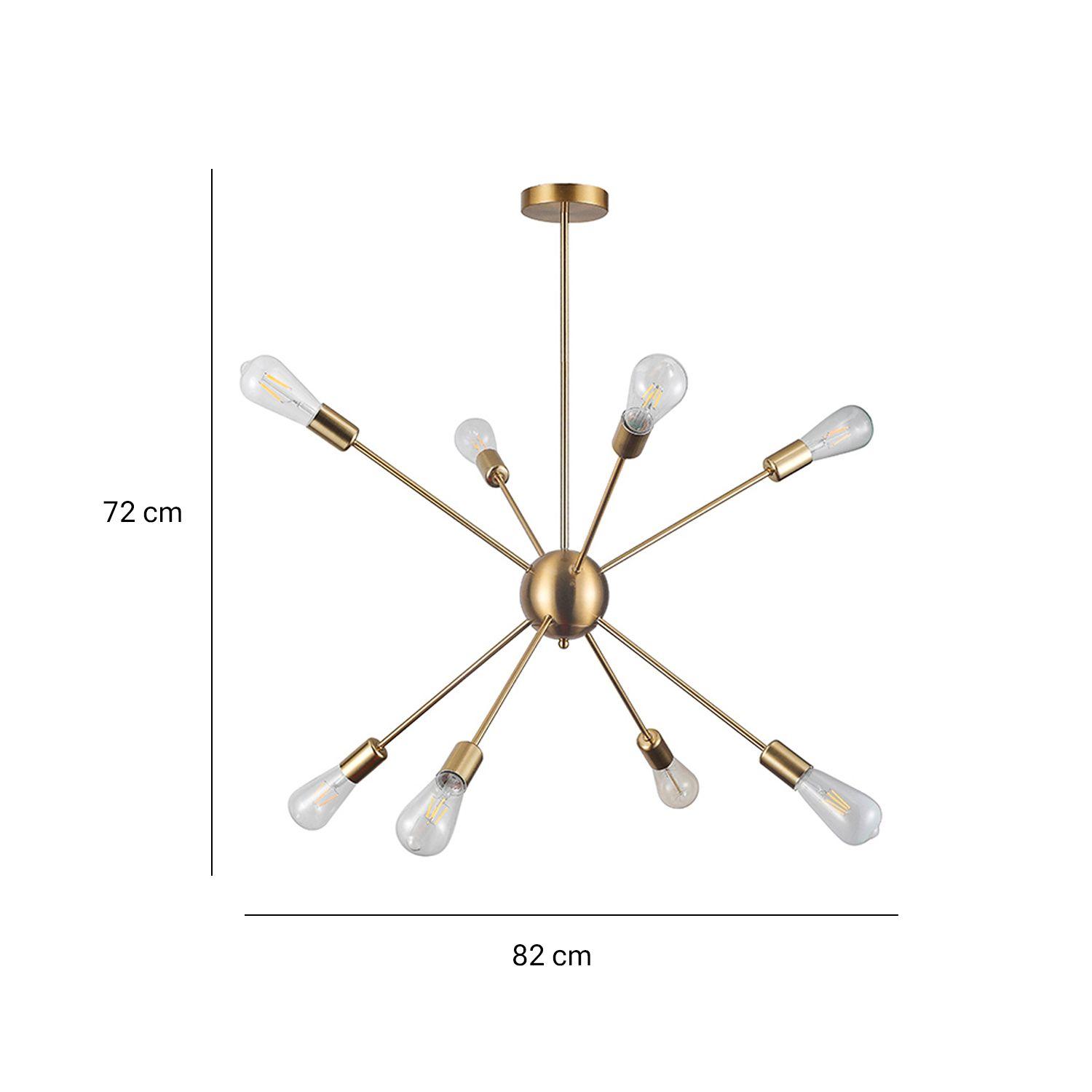 Lámpara Colgante Sputnik Oro 8 luces Incluye Ampolletas -1