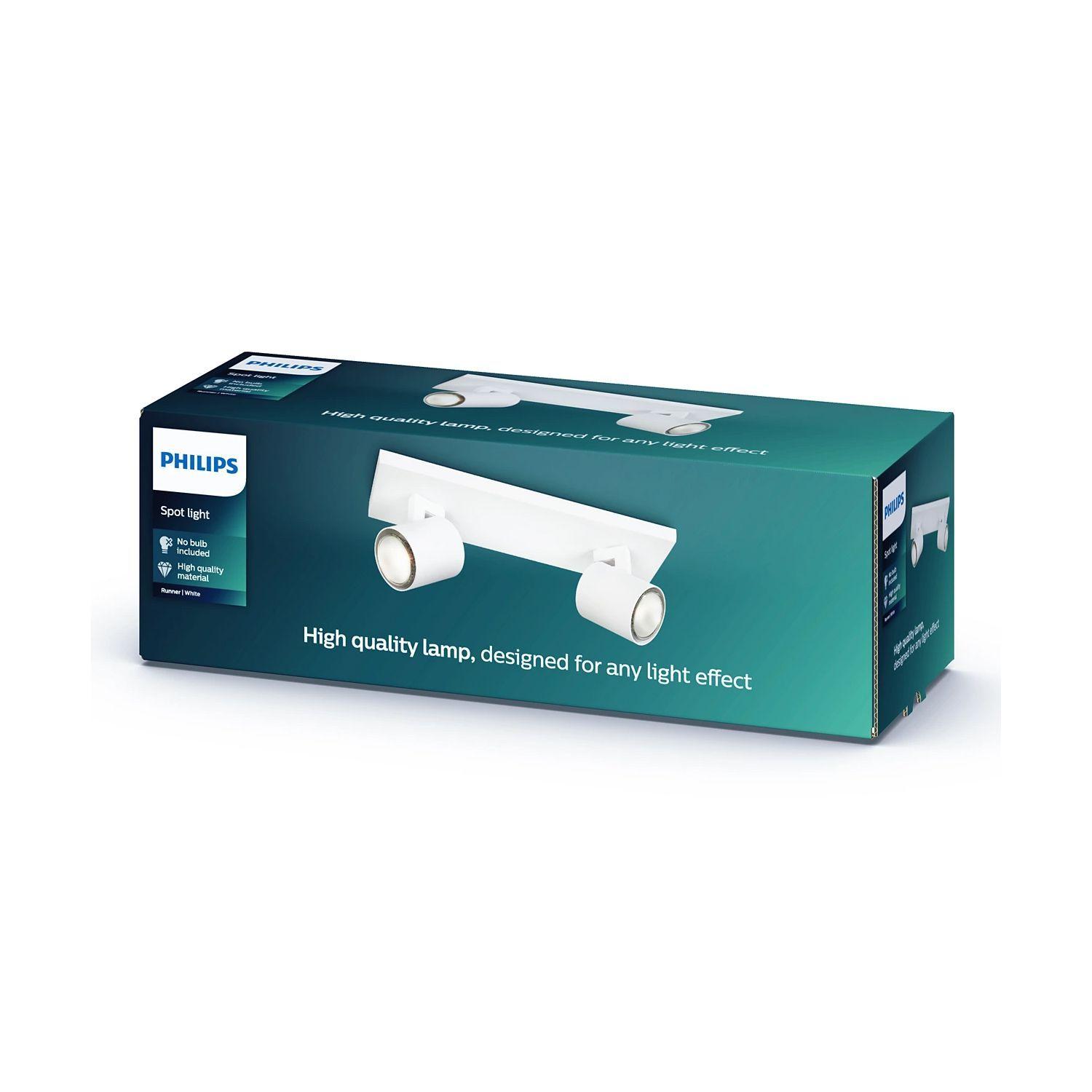 Foco Philips Runner Spotlight Blanco x2 GU10 Incluye Ampolletas Fría -1