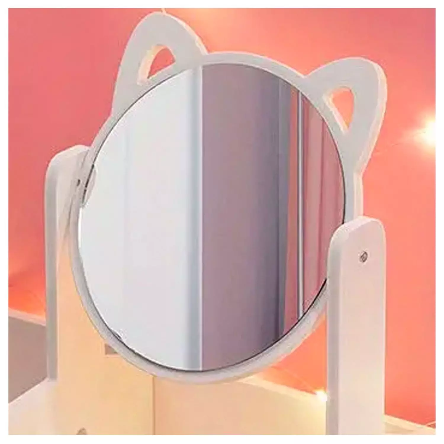 Cosmetiquero Organizador de Maquillaje Con Espejo Diseño Gato Armable-3