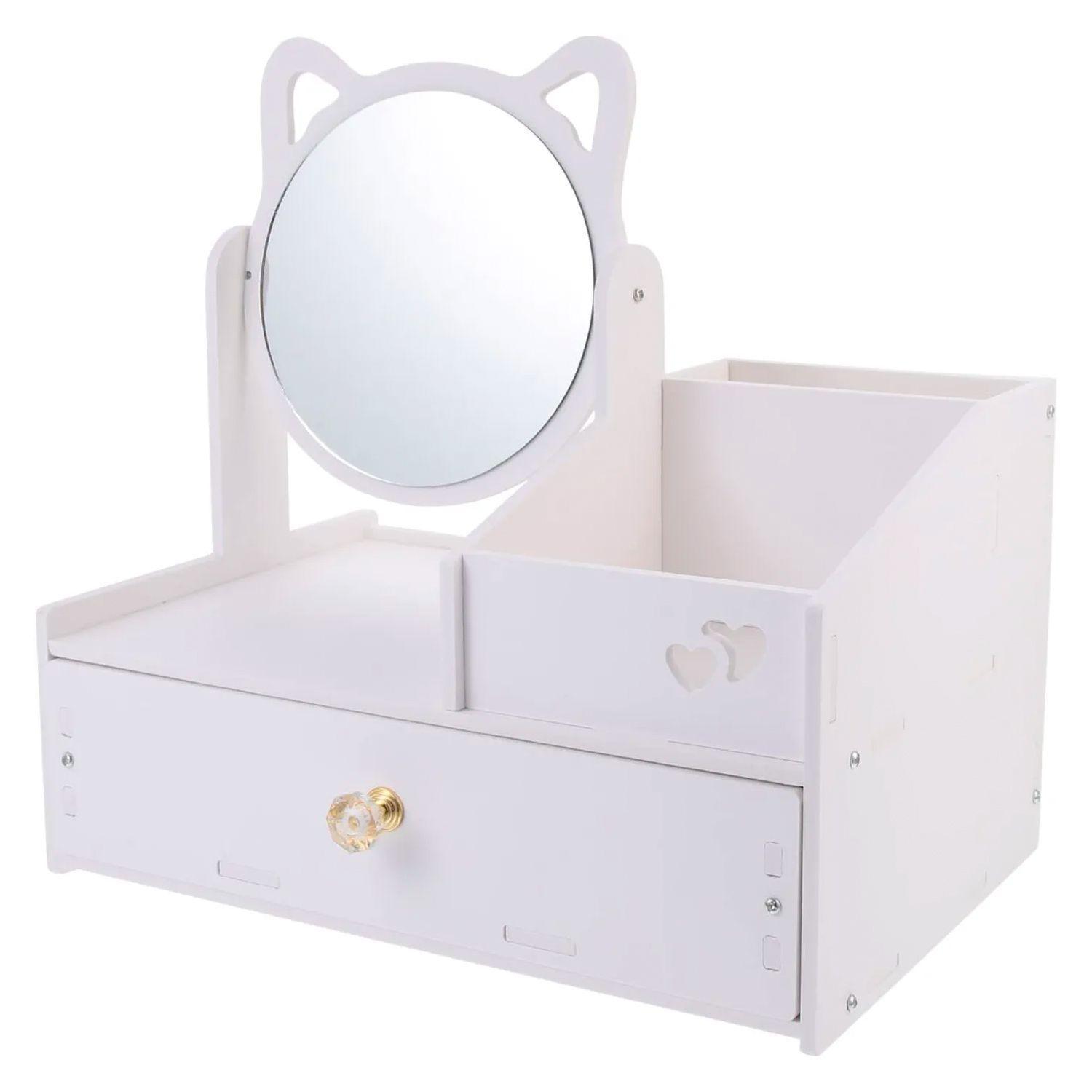 Cosmetiquero Organizador de Maquillaje Con Espejo Diseño Gato Armable-5