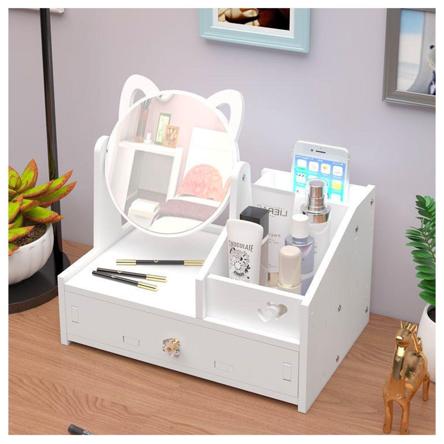 Cosmetiquero Organizador de Maquillaje Con Espejo Diseño Gato Armable-7